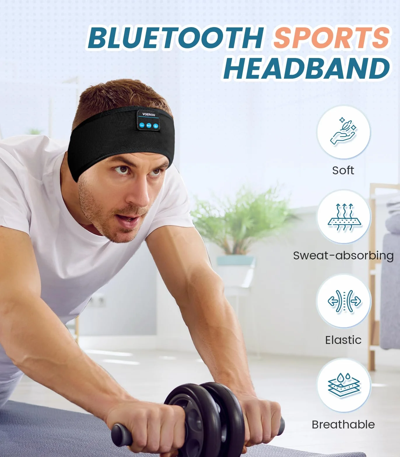 Voerou Sleep Headphones sportowe słuchawki z ultracienkimi głośnikami stereo HD do spania, treningu, joggingu, jogi, bezsenności, podróży