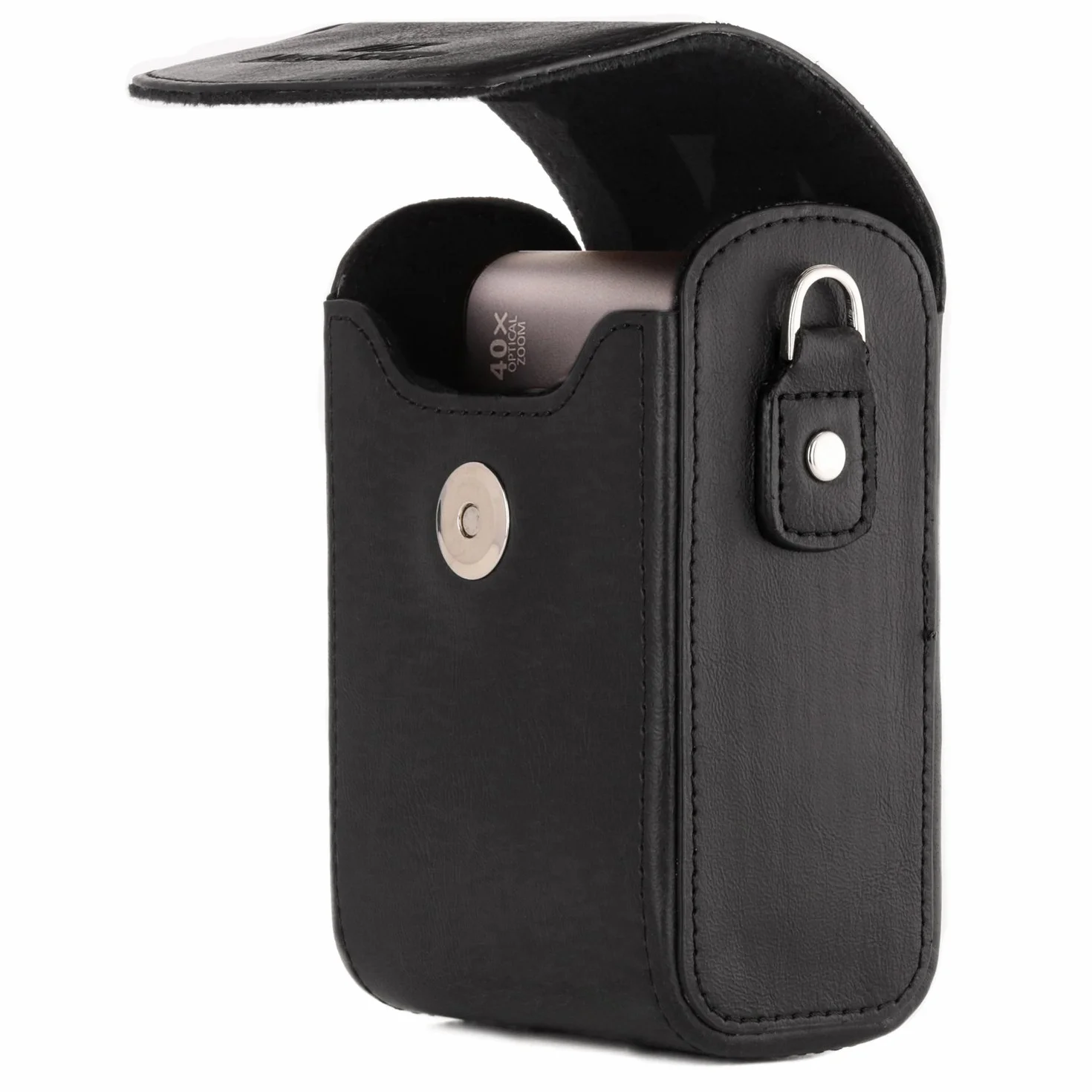 MegaGear MG1496 Skórzane etui na aparat z paskiem do Sony Cyber-shot DSC-RX100 VI, DSC-RX100 V, DSC-RX100 IV, DSC-RX100 III, czarne