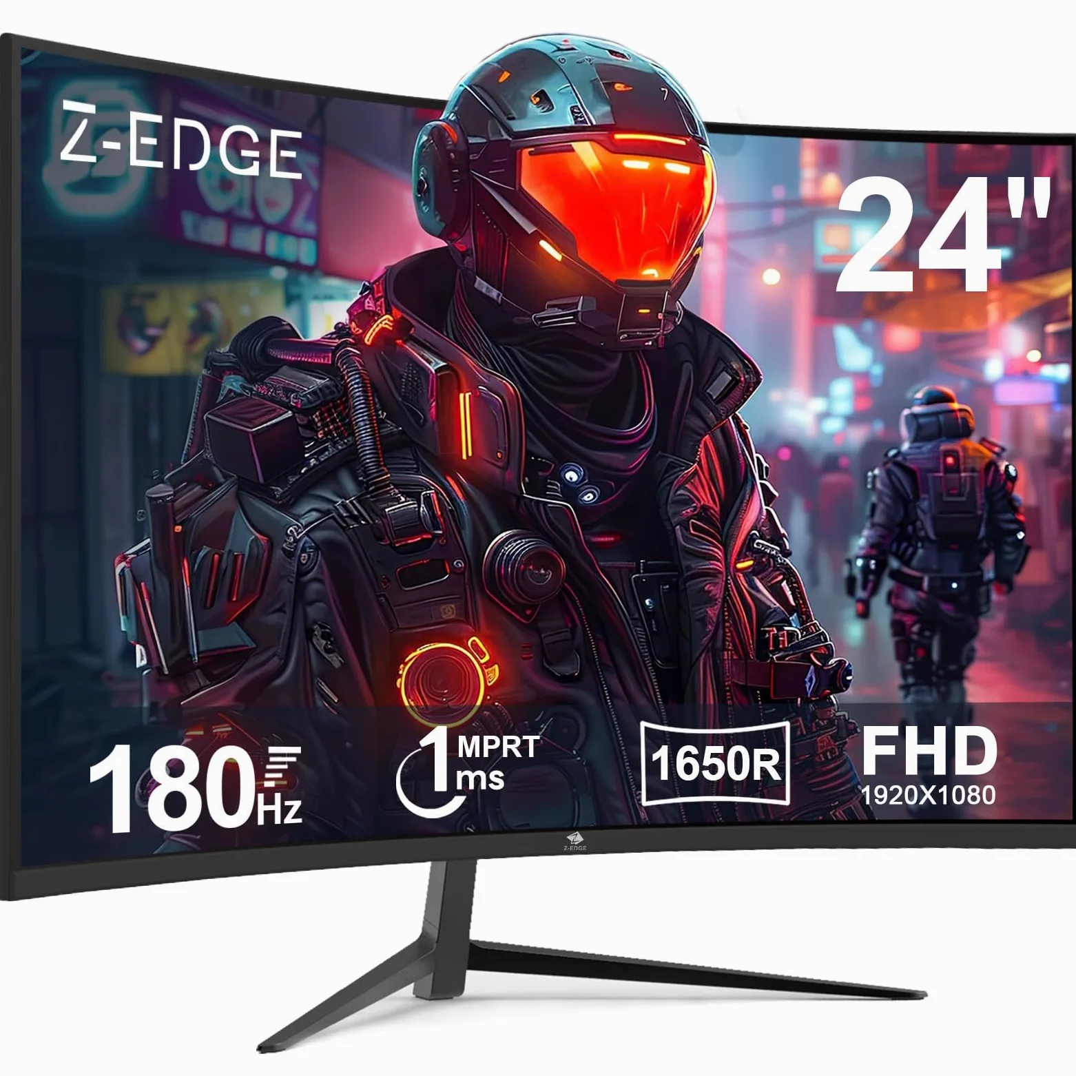 Z-Edge 24 calowy Curved Monitor do gier 180Hz 1ms MPRT, jasność 300cd/m², Zakrzywiony Ekran Full HD 16:9, Panel VA, FreeSync, HDMI DP - Czarny