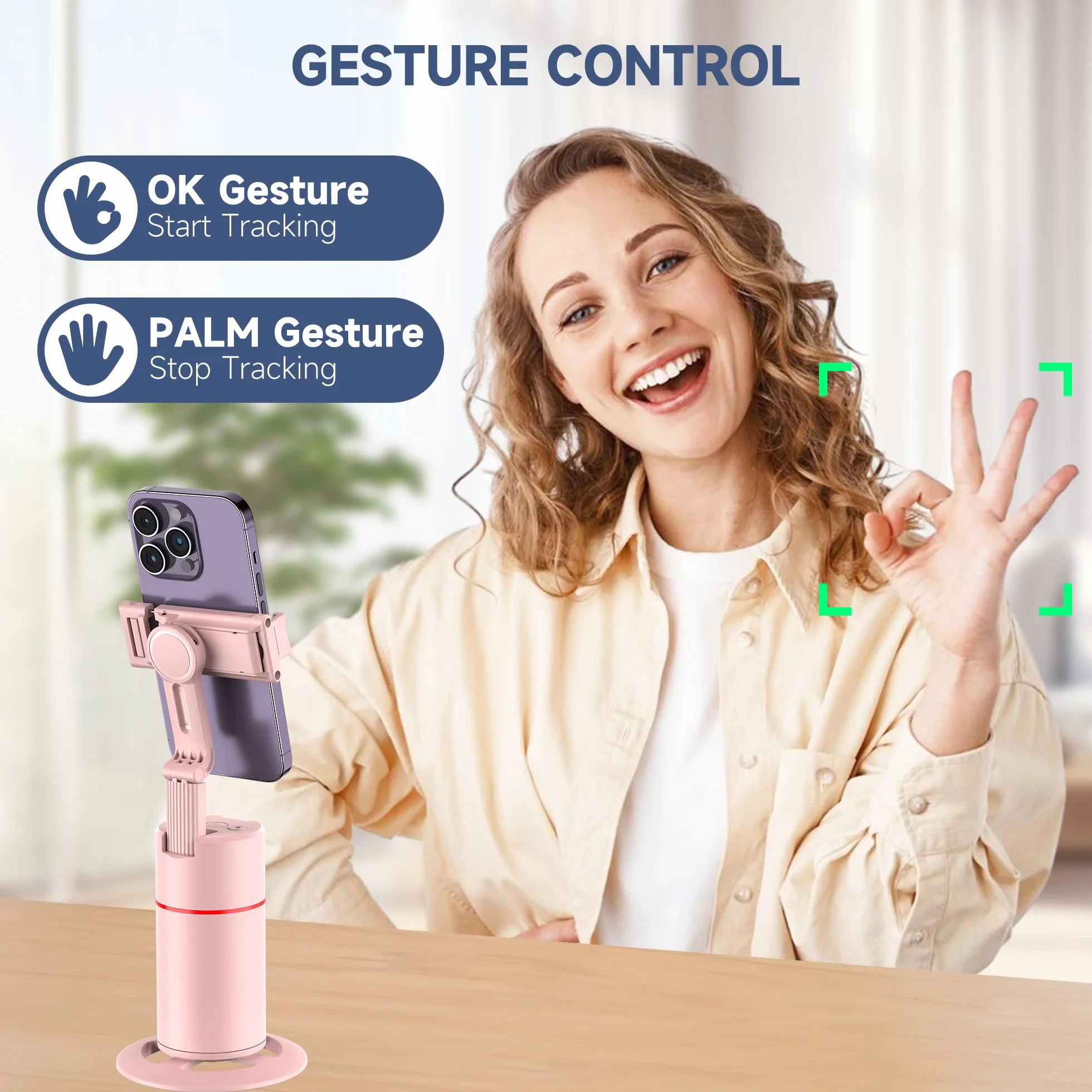 Automatyczny uchwyt do telefonu z funkcją śledzenia twarzy, statyw z funkcją śledzenia twarzy, obrotowy o 360° uchwyt do telefonu komórkowego stabilizatorem gimbalowym do Vlog/Tik Tok, akumulator