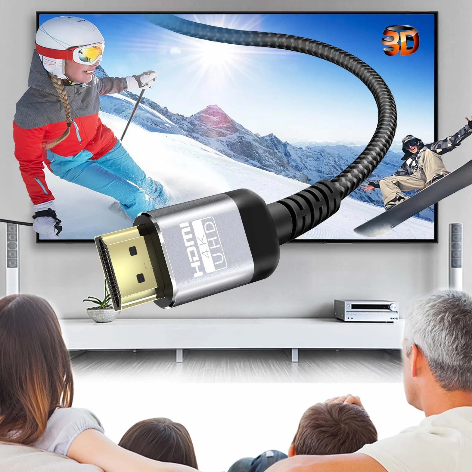 Soonsoonic kabel HDMI 4K 22.8 m z wbudowanym wzmacniaczem sygnału | kable HDMI 2.0 o wysokiej prędkości jednokierunkowe 4K@60Hz 2K 1080P 3D ARC Ethernet | do telewizora UHD, monitora, laptopa, Xbox