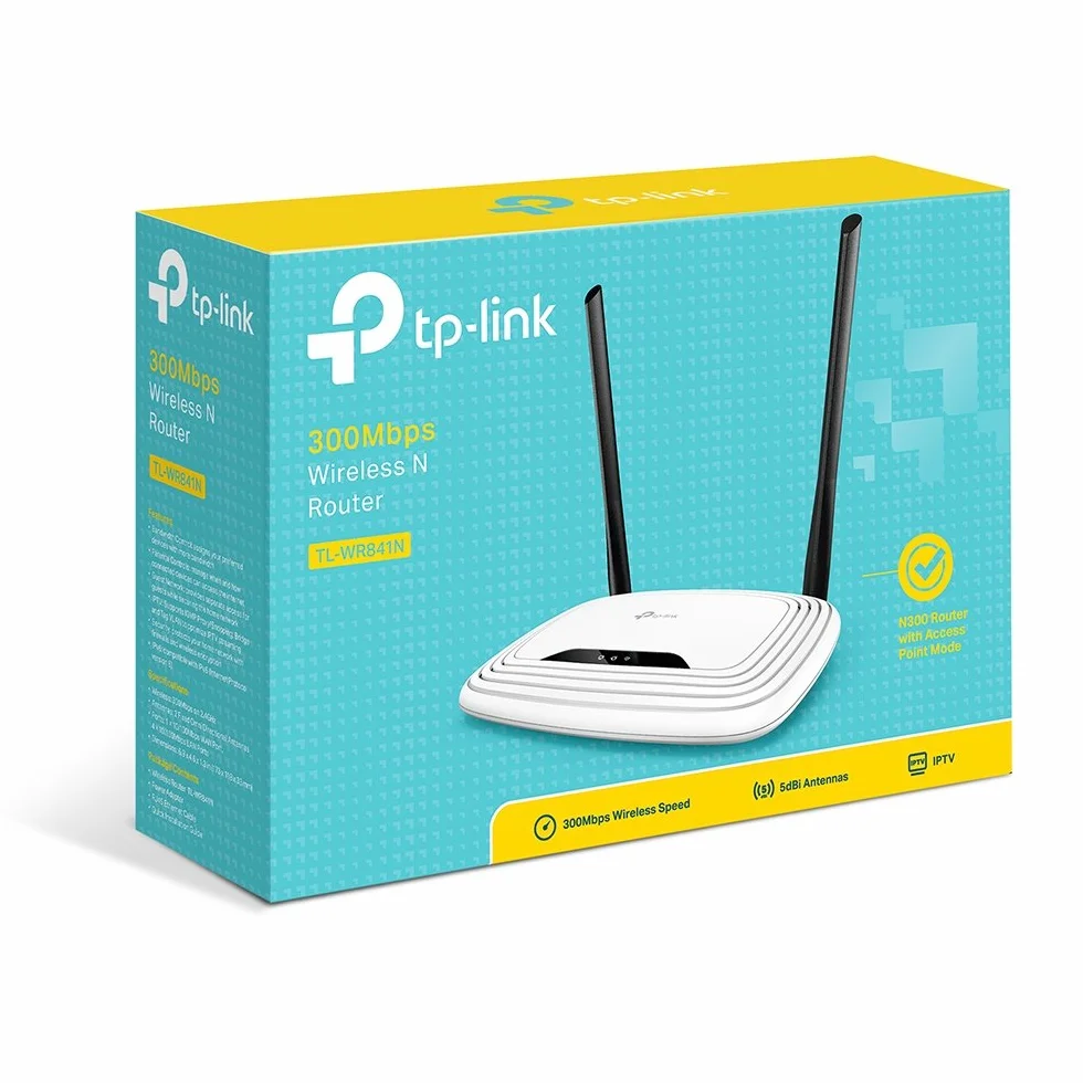 TP-Link TL-WR841N | Router WiFi N300 | 2 anteny 5 dBi | 4 porty LAN | Tryb AP