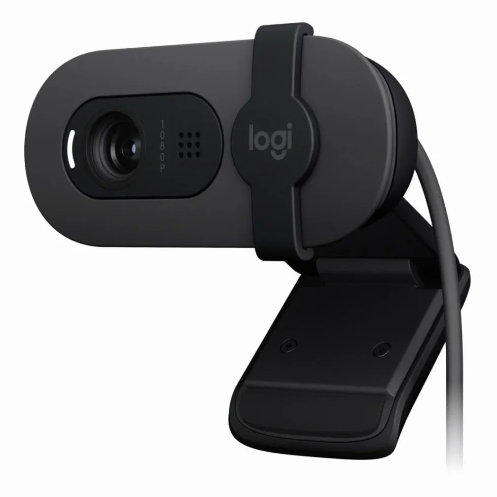 Logitech Brio 105 biznesowa kamera internetowa z Full HD i 1080p, automatyczne wyrównanie oświetlenia, USB-A, maskownica, łatwa konfiguracja, kompatybilna z Windows, macOS, ChromeOS - grafitowa