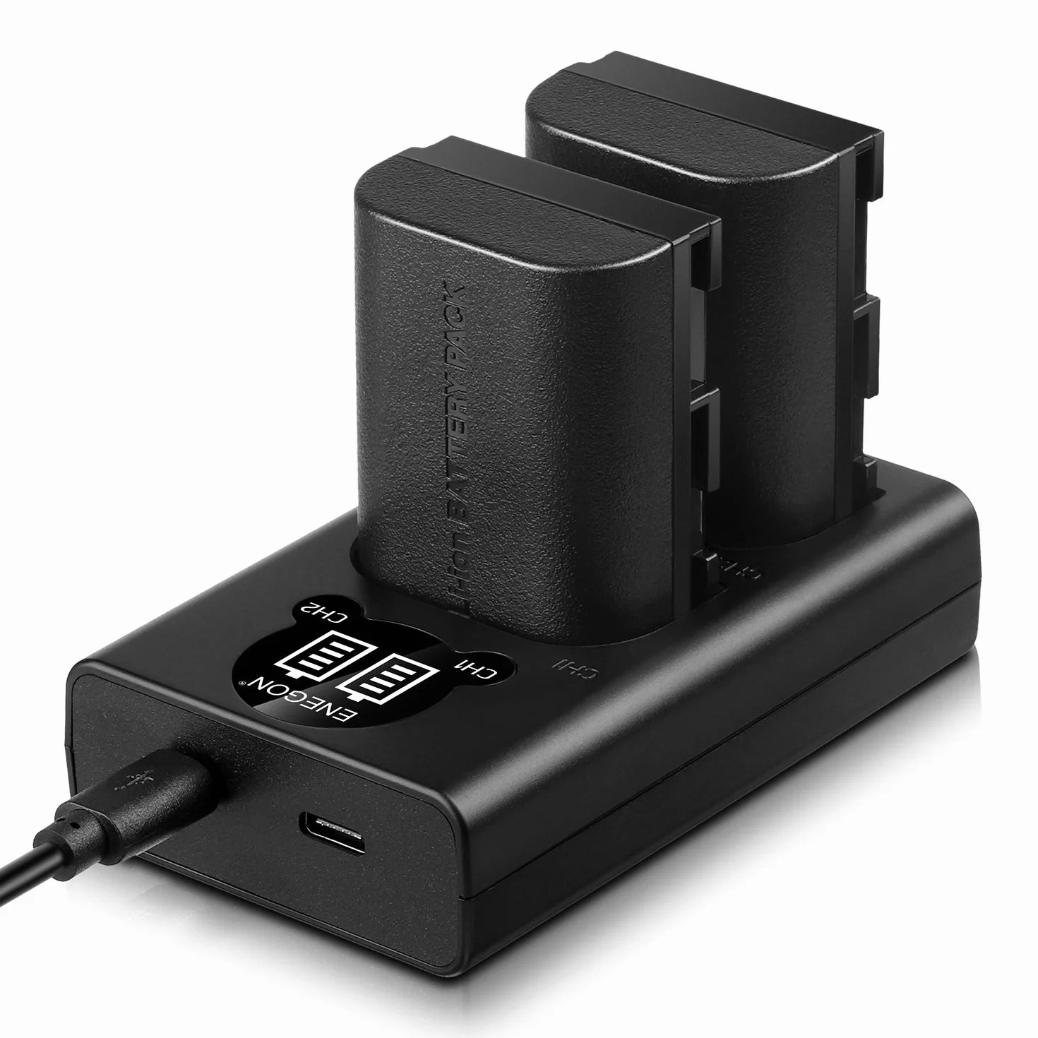 ENEGON LP-E6 akumulator zastępczy 2 sztuki Smart LED Dual USB ładowarka do Canon LP-E6 LP-E6N EOS 5D Mark II III IV 5DS 5DS R 6D 7D 7D Mark II 60D 70D 80D