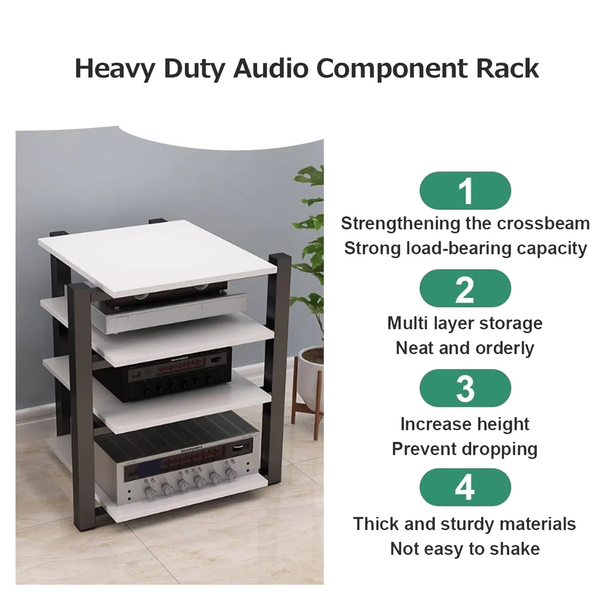 Genérico Szafka na sprzęt audiowizualny - Półka audio i wideo, uchwyt stereo i szafka na sprzęt multimedialny, organizer na płyty CD do domu, biura i kina domowego - 70x5