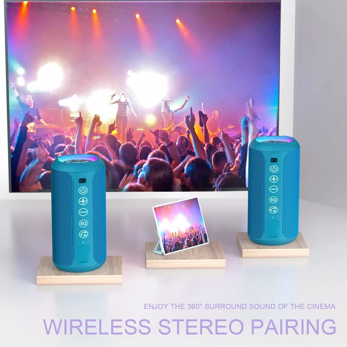 Ortizan Głośnik Bluetooth ze światłem LED, mini, przenośny, funkcja głośnomówiąca, bezprzewodowy, wodoodporność IPX7, dźwięk przestrzenny 360°, z AUX, TF, do użytku na zewnątrz