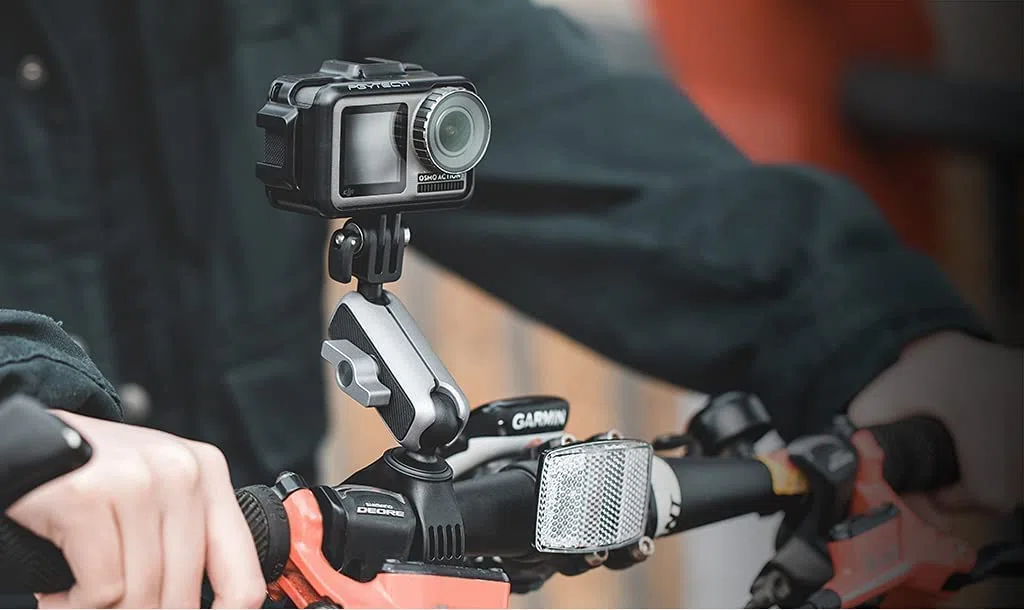 PGYTECH Uchwyt na kierownicę kamery sportowej do kamer, kamer sportowych w tym GoPro /insta360, Apple/Android i mikrofon (P-GM-137), czarny