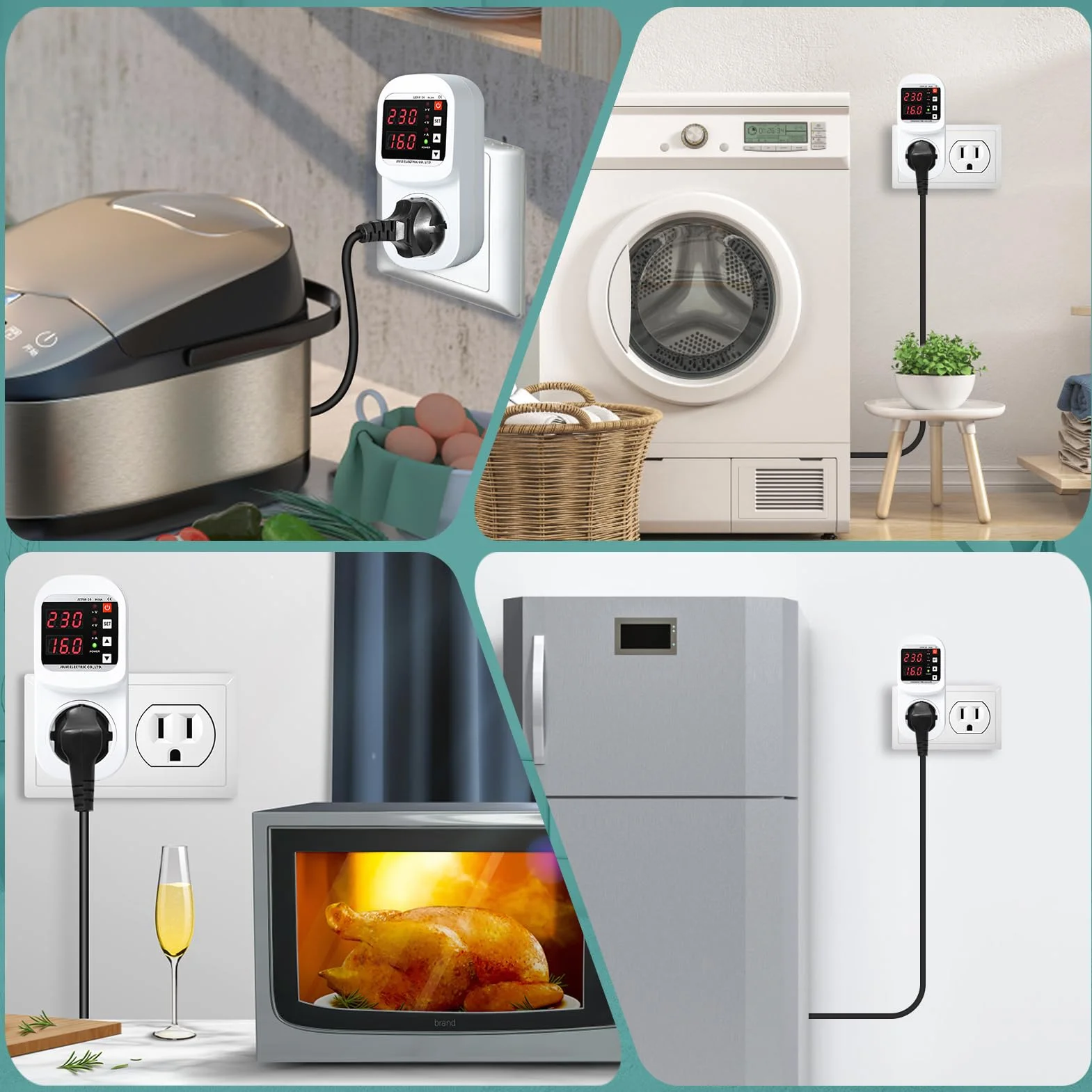 Jadeshay Gniazdko przeciwprzepięciowe 16 A AC 220 V regulowane automatyczne zabezpieczenie przed prądem elektrycznym z ochroną przed odgromową