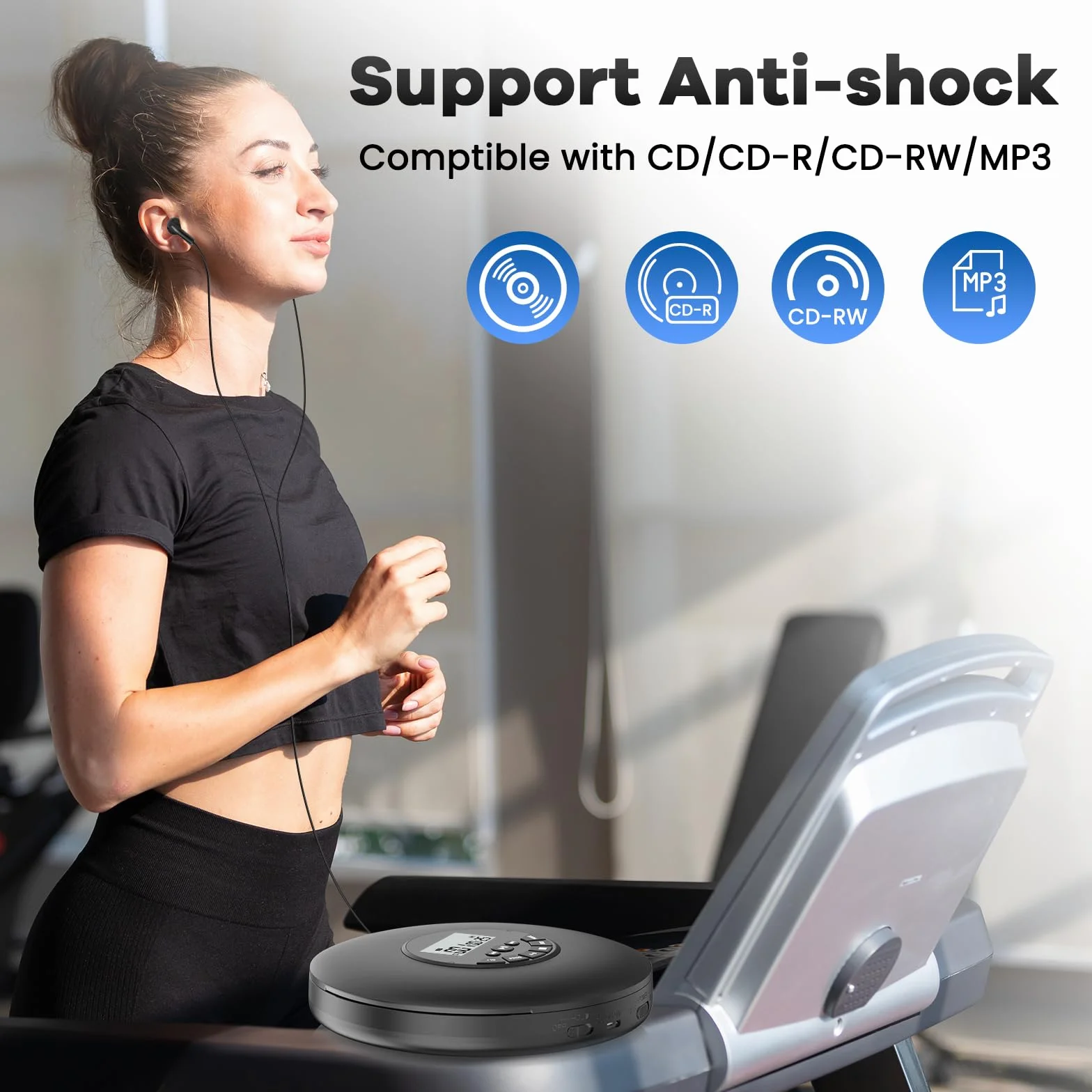 Arafuna Przenośny Odtwarzacz CD-Kompaktowy Discman Odtwarzacz CD-Osobisty odtwarzacz muzyczny z CD-R, CD-RW Odtwarzanie Anti-Skip Protection, Programowalne utwory do słuchawek