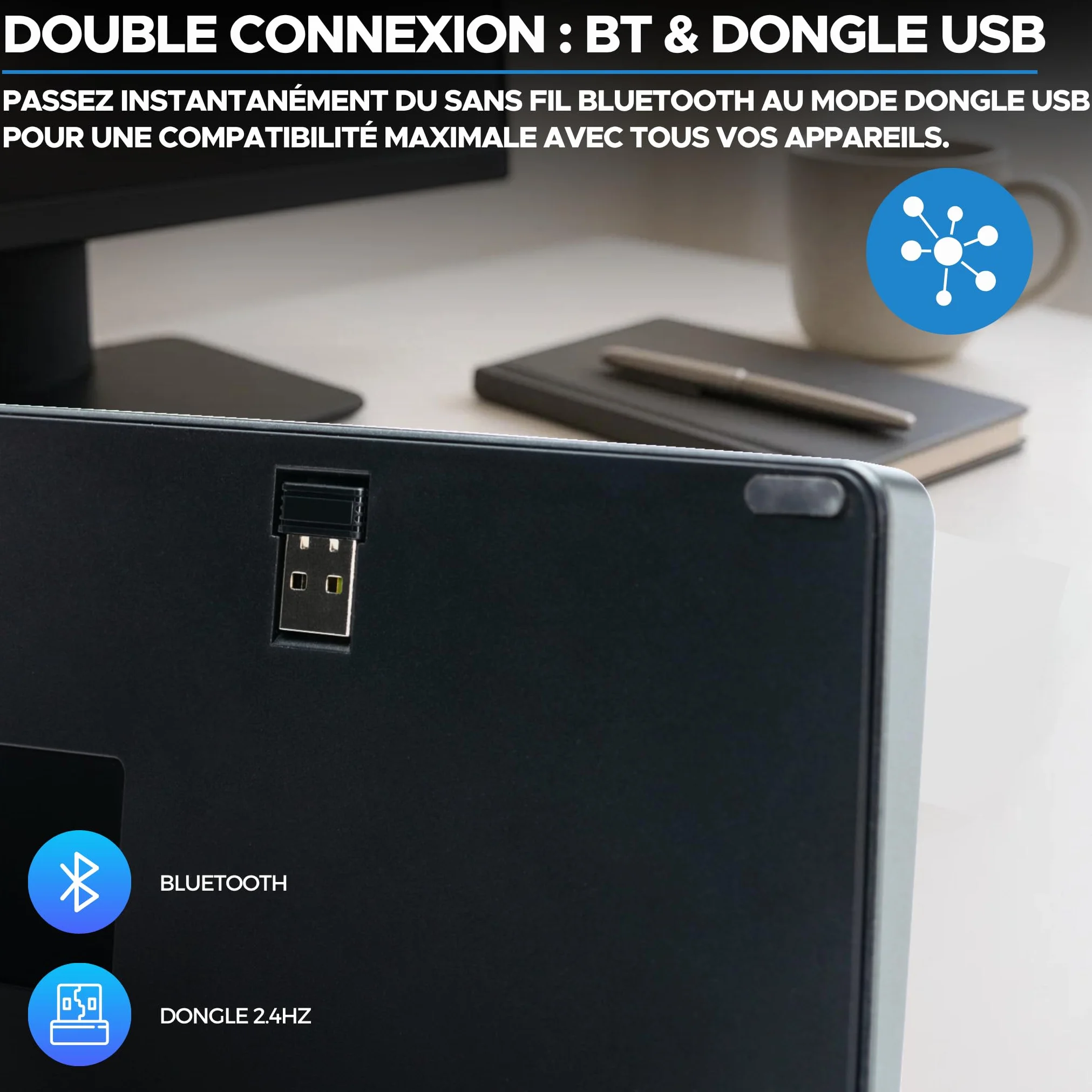 Bezprzewodowa klawiatura Bluetooth mini Azerty cicha lekka 90h ładowalna USB C 14 skrótów multimedialnych biała
