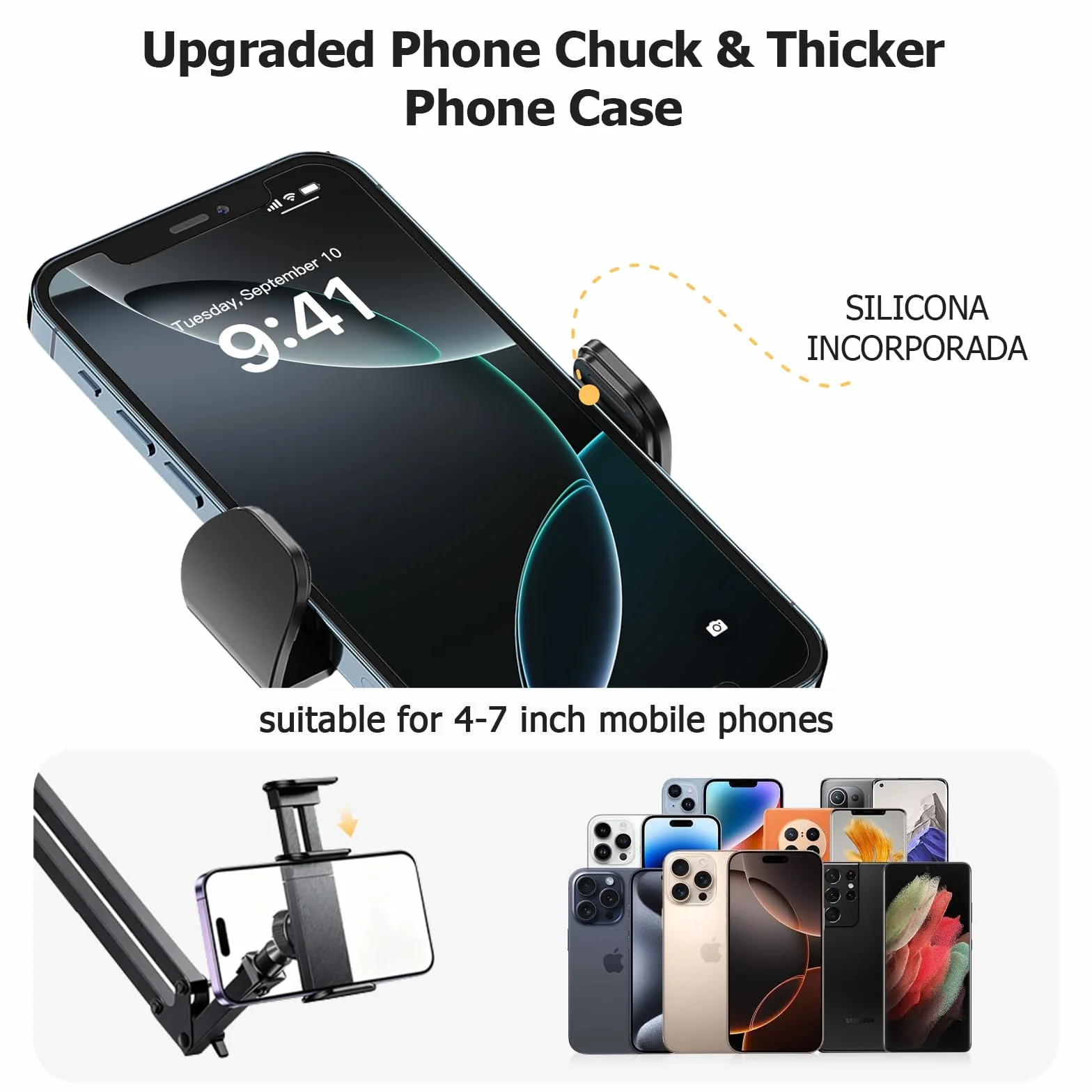 Uchwyt na telefon komórkowy do łóżka, uchwyt na telefon z obrotowym ramieniem, uchwyt na telefon do łóżka, biurka, uchwyt na telefon, elastyczna klips do iPhone, Samsung, Huawei, smartfon od 4