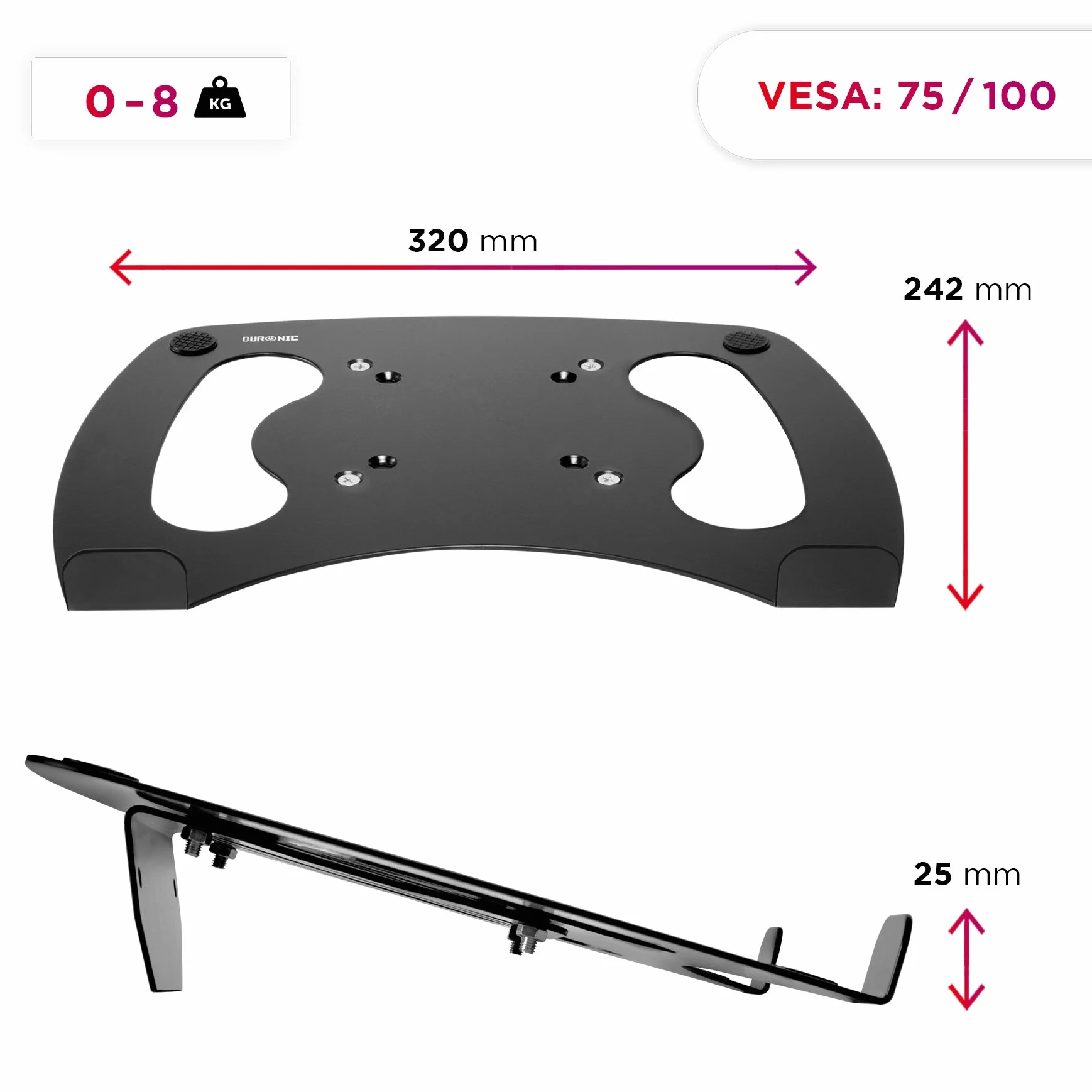 Podstawka pod laptop Duronic DML1 BK czarny VESA 75 VESA 100