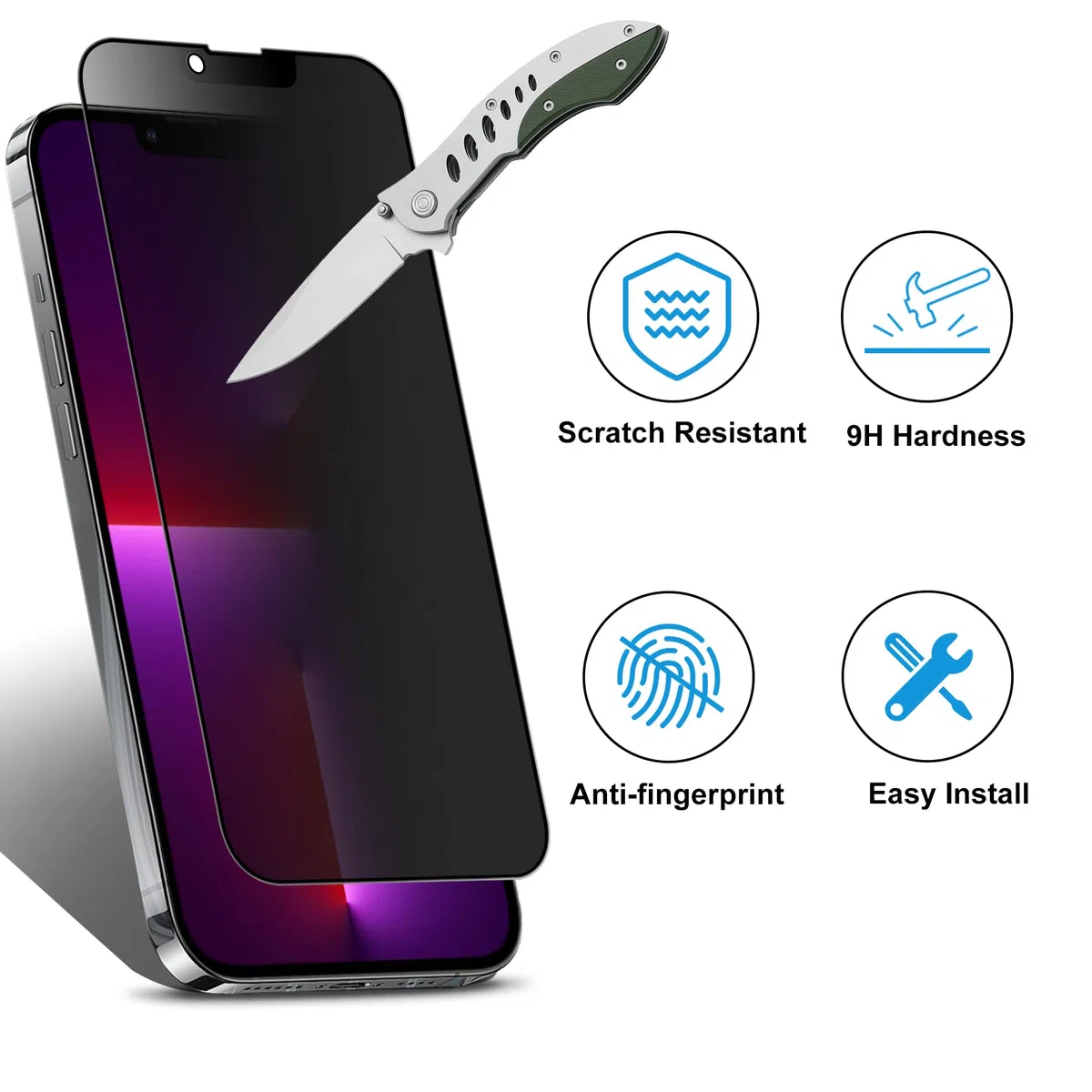 Mothca Prywatność Ochraniacz Ekranu dla iPhone 14/ iPhone 13/ iPhone 13 Pro Matowe Szkło Hartowane, Antyrefleksyjny i Antyszpieg Przezroczysta Folia