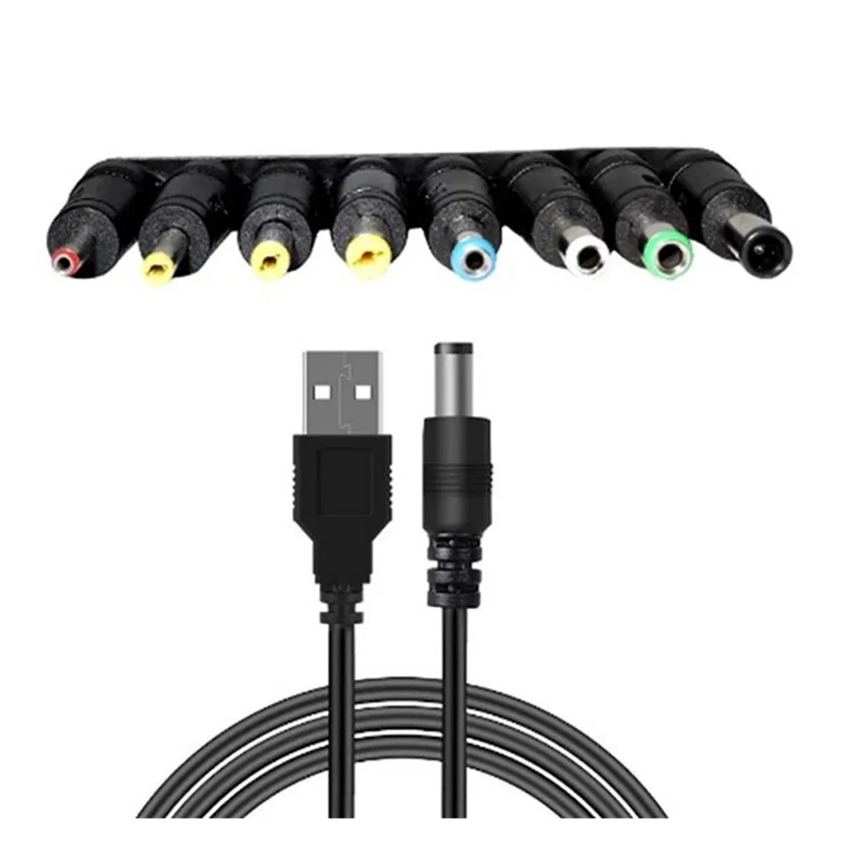 Kabel USB do DC 5,5 x 2,1 mm 8 w 1 Wymienny konwerter wtyczki
