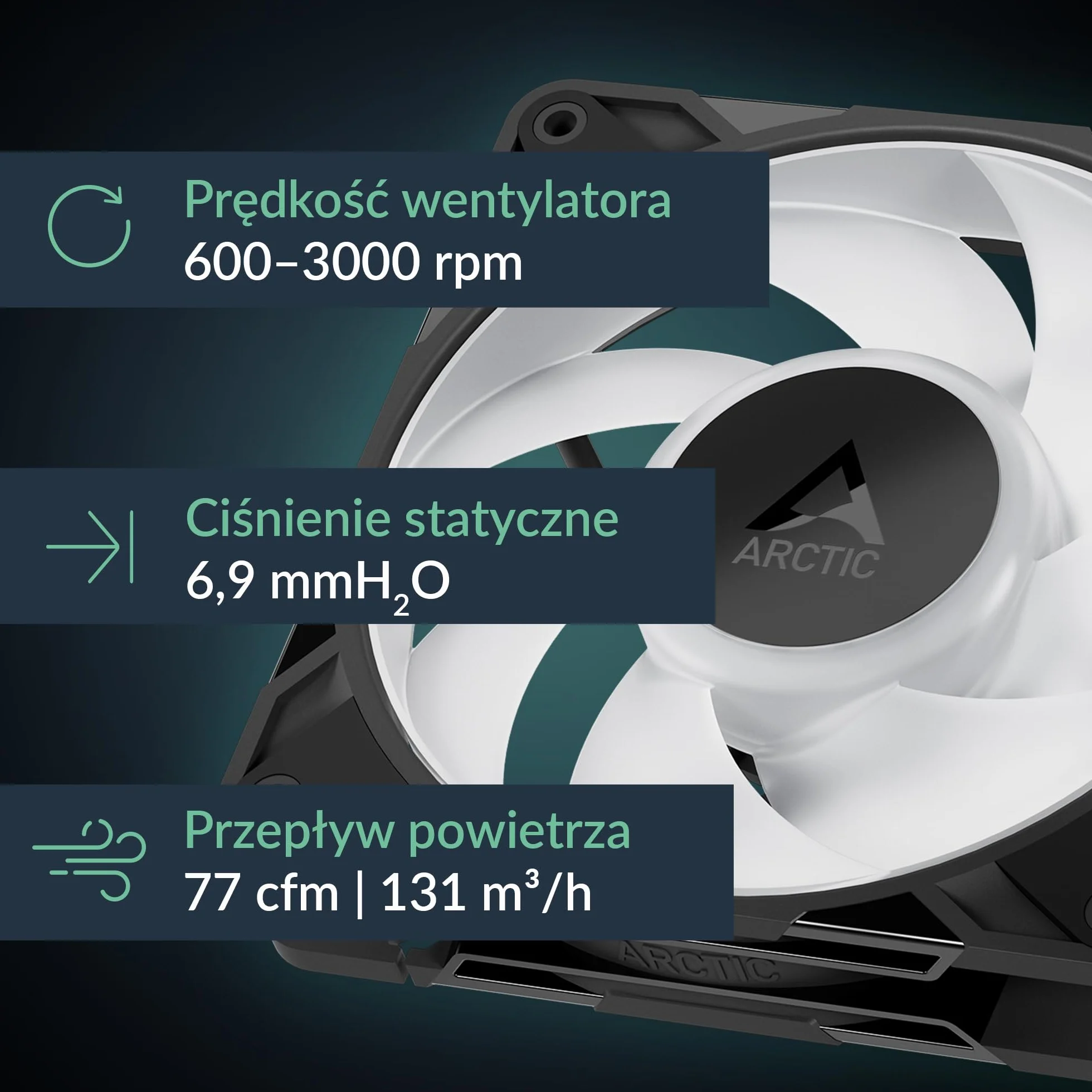 ARCTIC P12 Pro A-RGB 3 Sztuki Wentylator PWM 120 mm 600-3000 rpm 5V Cyfrowy RGB Czarny
