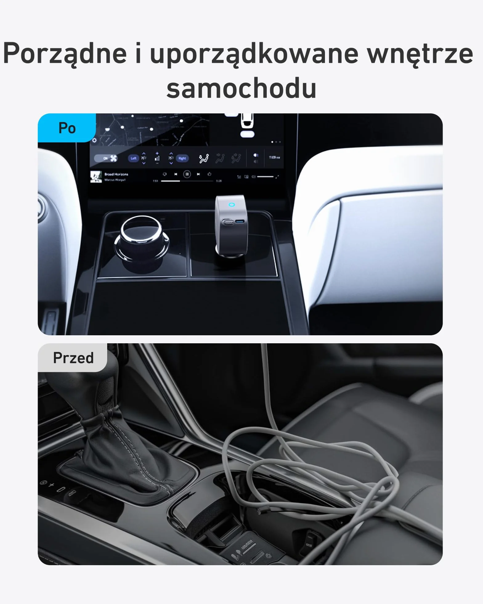 Anker Ładowarka samochodowa USB-C 75W z wbudowanym zwijanym kablem