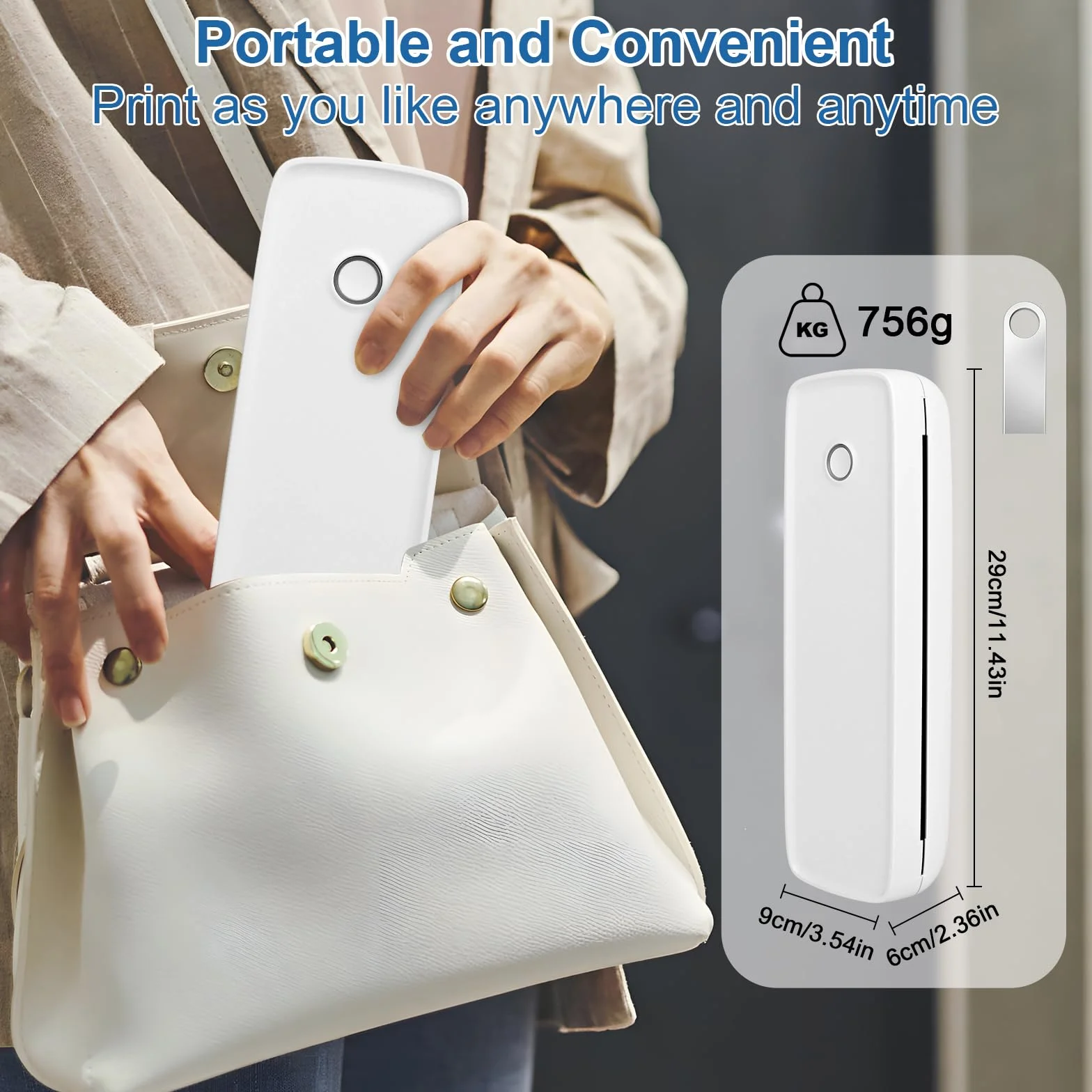 GuKKK Mobilna mini drukarka A4, przenośna drukarka termiczna A4, mała drukarka termiczna Bluetooth, obsługuje papier termiczny A4, 210 x 297 mm, druk termiczny w podróży i w domu, kompatybilna z iOS i