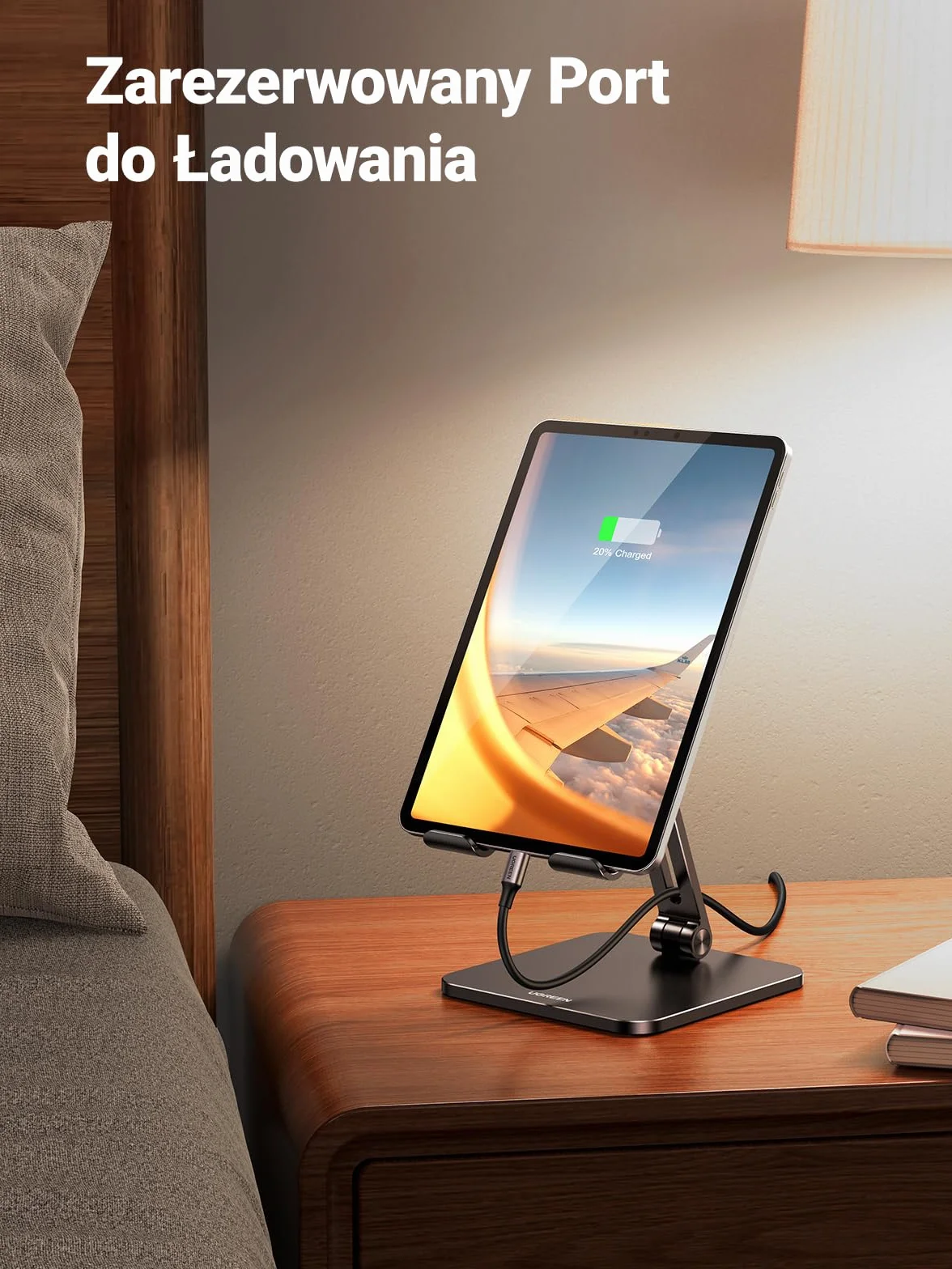 UGREEN Stojak na Tablet Uchwyt Aluminiowy Regulowany Kompatybilny z iPad Pro Air Mini 11 12.9 Galaxy Tab S9+ S9 A7 Redmi Pad Huawei MatePad iPhone 15 Pro Max itp.
