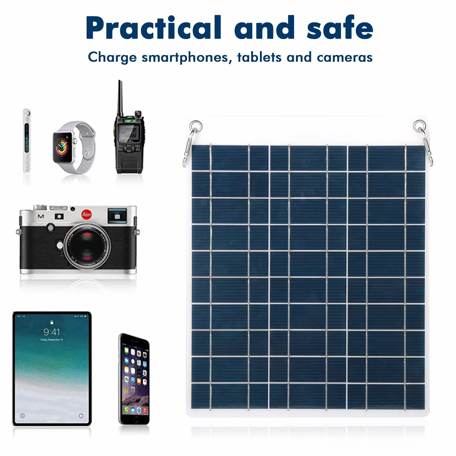 Jadeshay Panel słoneczny, ładowarka solarna 30 W 5 V z 2 portami USB, polikrystaliczny silikon, wodoodporna, przenośna moc na kemping, wspinaczkę, wędrówki, podróż, kompatybilna ze smartfonami i