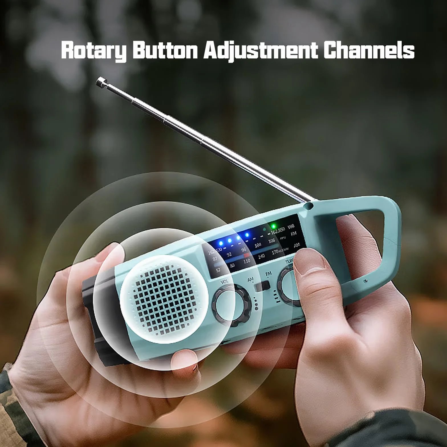 Radio Awaryjne, 2000mAh Radio na Korbkę ładowarka Słoneczna Power Bank Radios USB AM/FM z Alarmem SOS Latarka Małe Radiotelefon Kieszonkowe do Użytku Wewnątrz, Zewnątrz Kempingu