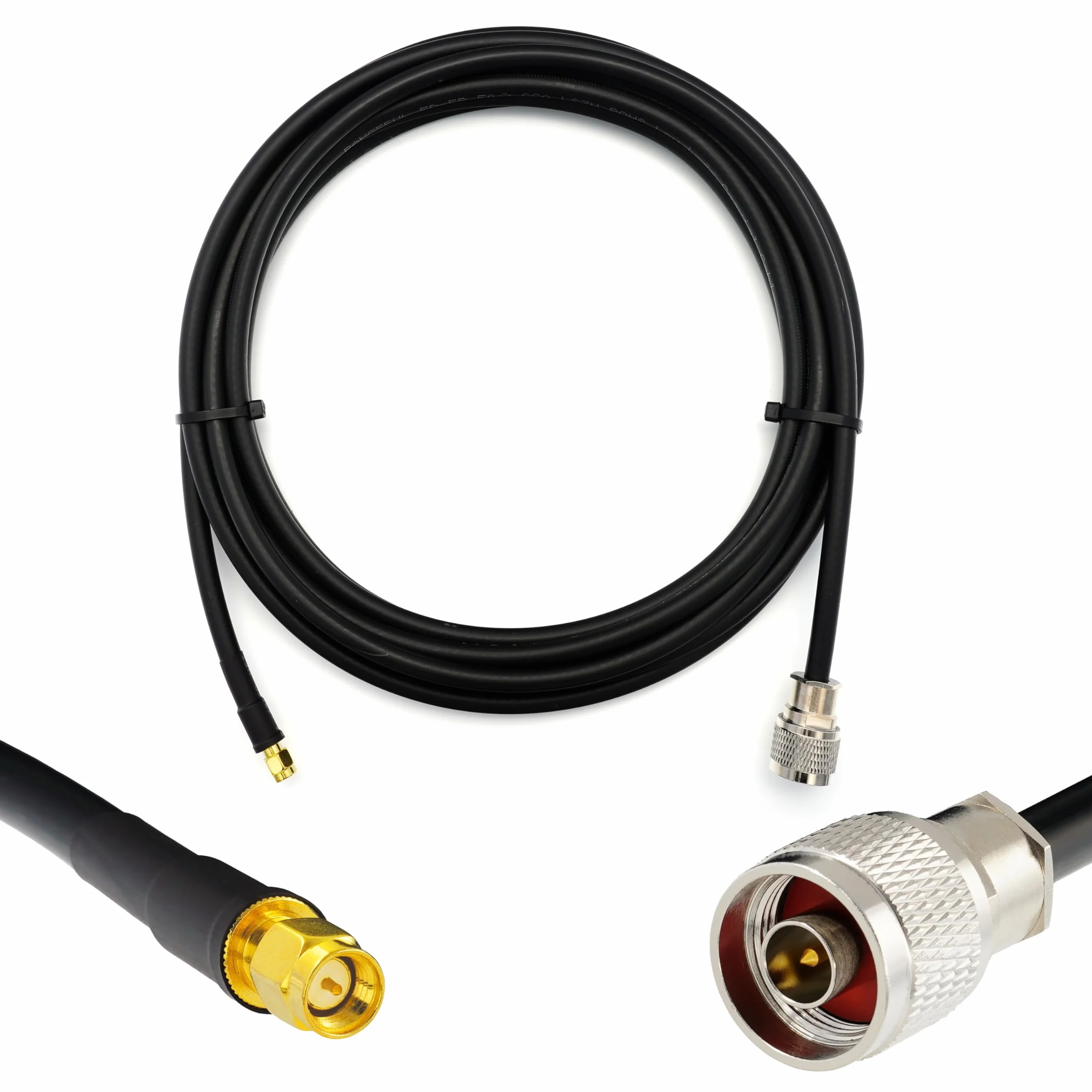 N Male to SMA Male Coaxial Cable 10m 50ohm 5D-FB Waterproof N to SMA Ø7.5mm Extension Ultra Low Loss Coax Cable for LTE CDMA GSM DCS 3G 4G 5G Mobile Signal Router Antenna