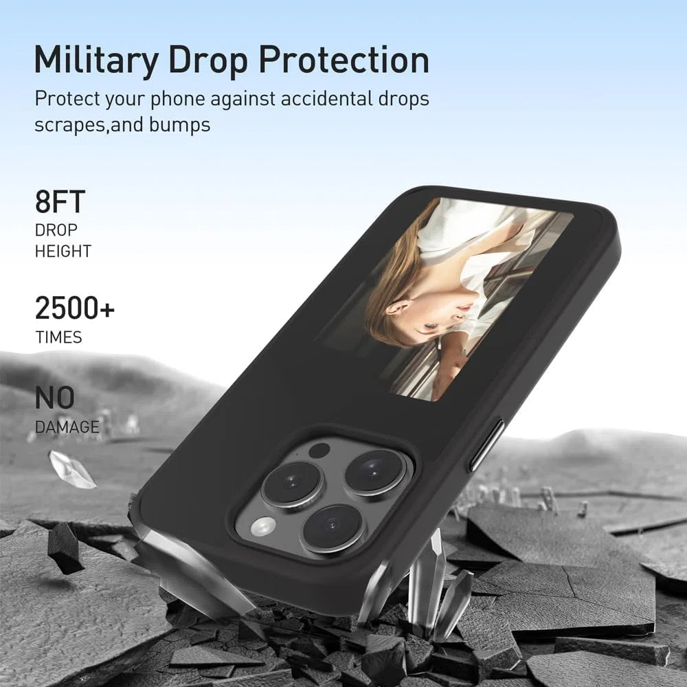 Etui Photoink - Oryginalne etui e-Ink do iPhone'a, etui na telefon komórkowy z klapką E-Ink, do iPhone'a 13/14/15/Pro/Pro Max (czarne, do iPhone14Pro Max)