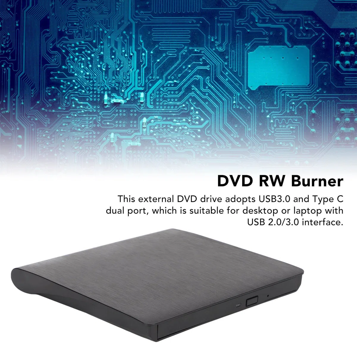 Obudowa Zewnętrznego Napędu DVD, Dwuportowy Zewnętrzny Napęd DVD USB 3.0 Typu C do Komputera Stacjonarnego lub Laptopa z Interfejsem USB 2.0/3.0, do Standardowego Napędu