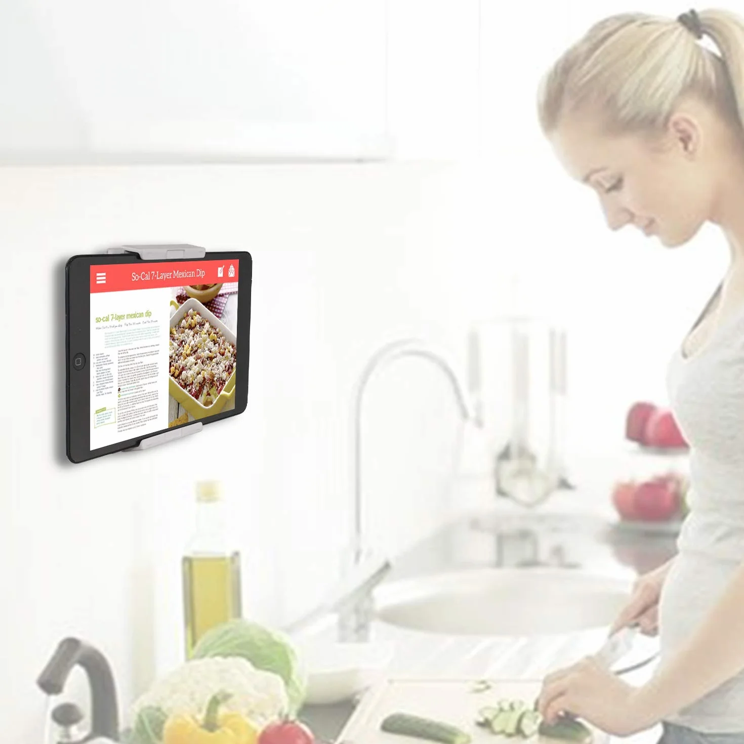 Uchwyt ścienny do telefonów i tabletów, biały, pasuje do gładkich i szorstkich powierzchni