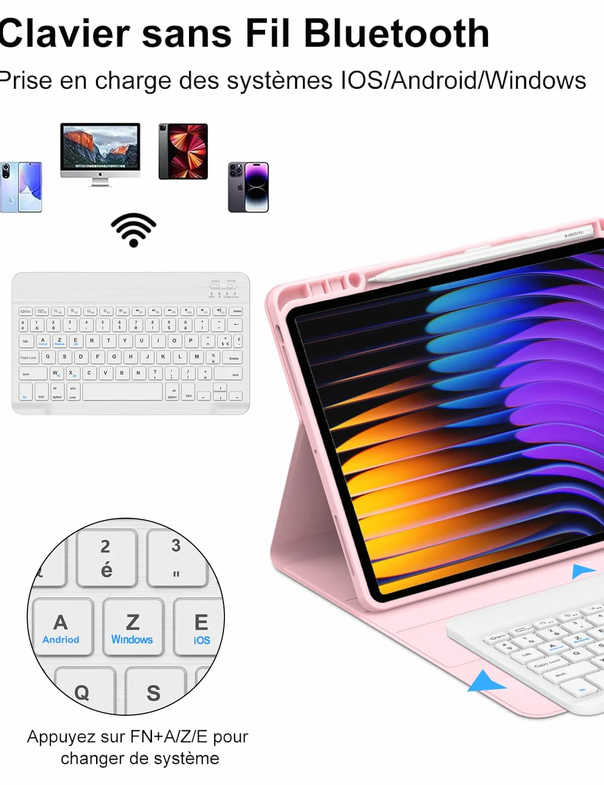 WINCHKING Klawiatura do Xiaomi Pad 7 – Etui Klawiatura Xiaomi Pad 7 Pro 11.2 2024, AZERTY