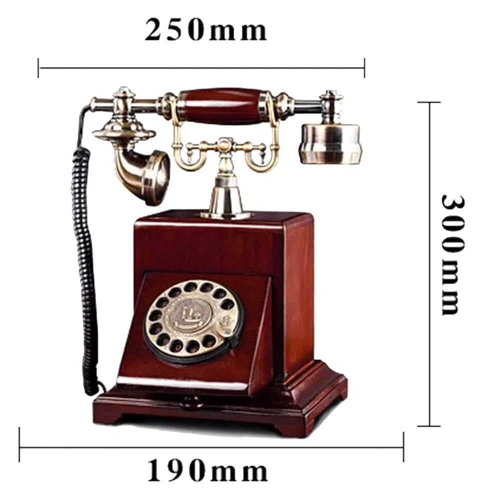 Amerykańskie antyczne staromodne telefony, lite drewno, dzwonki mechaniczne, bez użycia rąk, europejskie, wiejskie, retro, domowe, stacjonarne, biurowe, telefon stacjonarny