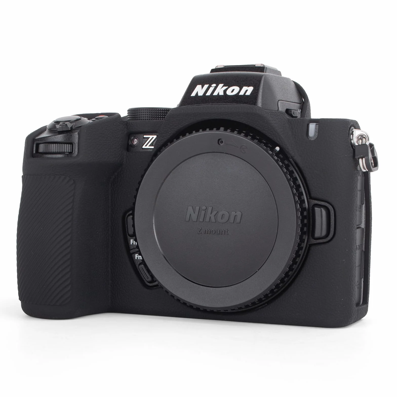 MUZIRI KINOKOO Silikonowe etui kompatybilne z aparatem cyfrowym Nikon Z50 II, miękka guma Z50II, pokrowiec ochronny z uchwytem na rękę, antypoślizgowe i odporne na zarysowania, czarne