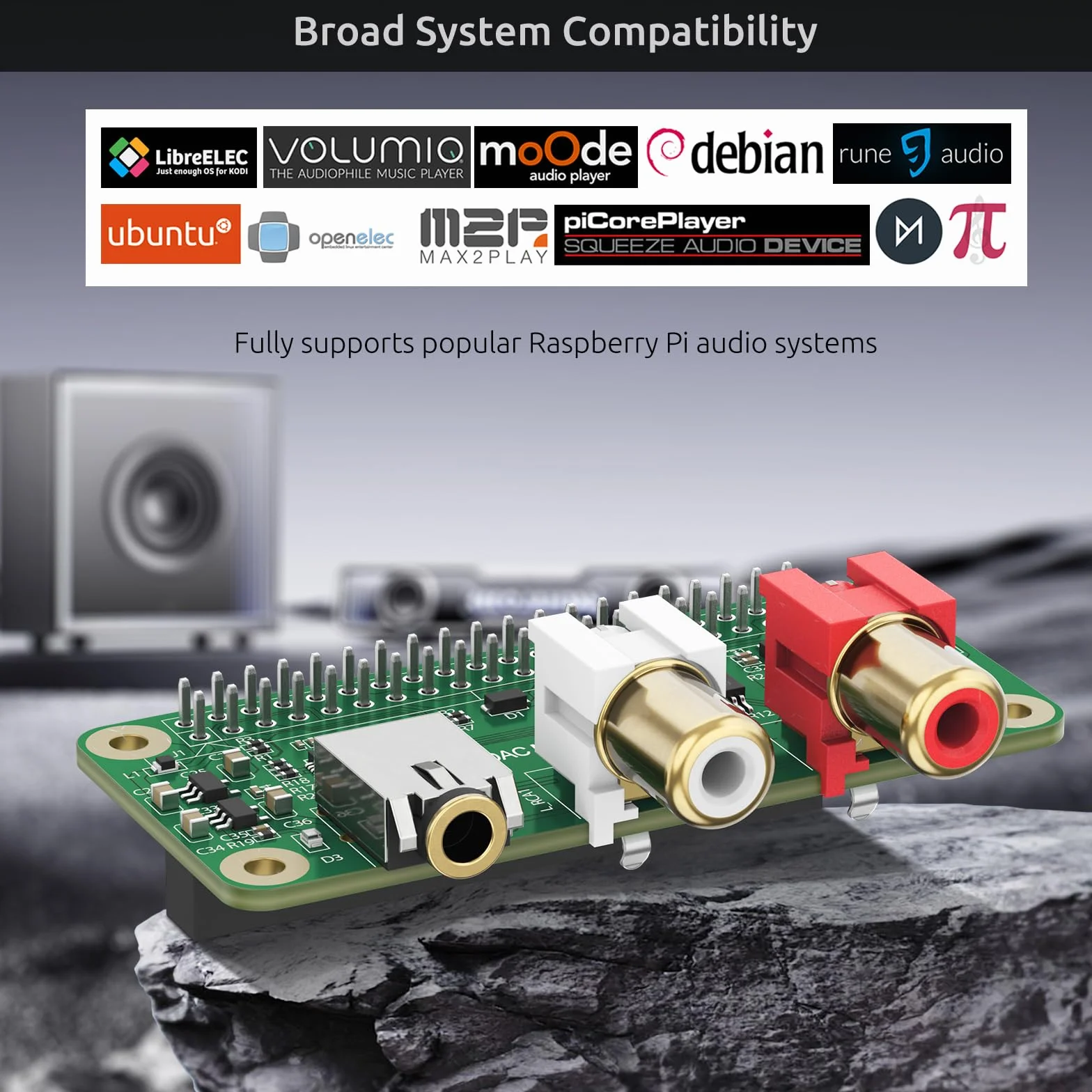 InnoMaker DAC Mini Hat Karta Dźwiękowa PCM5122 do Raspberry Pi 5/4/3B+/Zero 2W, Shield HiFi 384kHz/32bit z Wyjściem RCA i 3.5mm