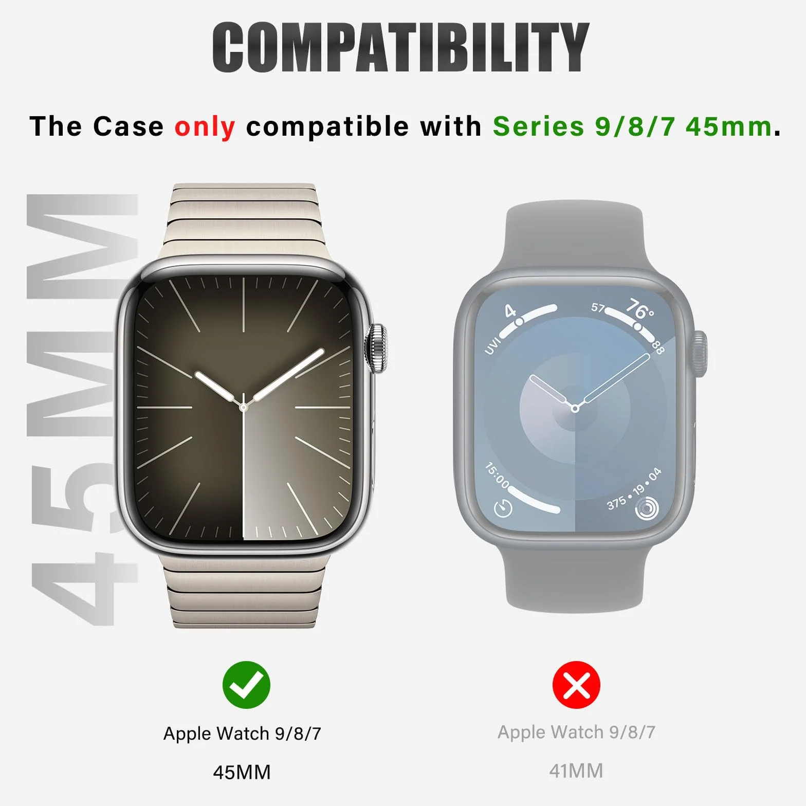 Apple Watch 9/8/7 45mm metalowe etui ochronne 2w1 pełna ochrona 360°
