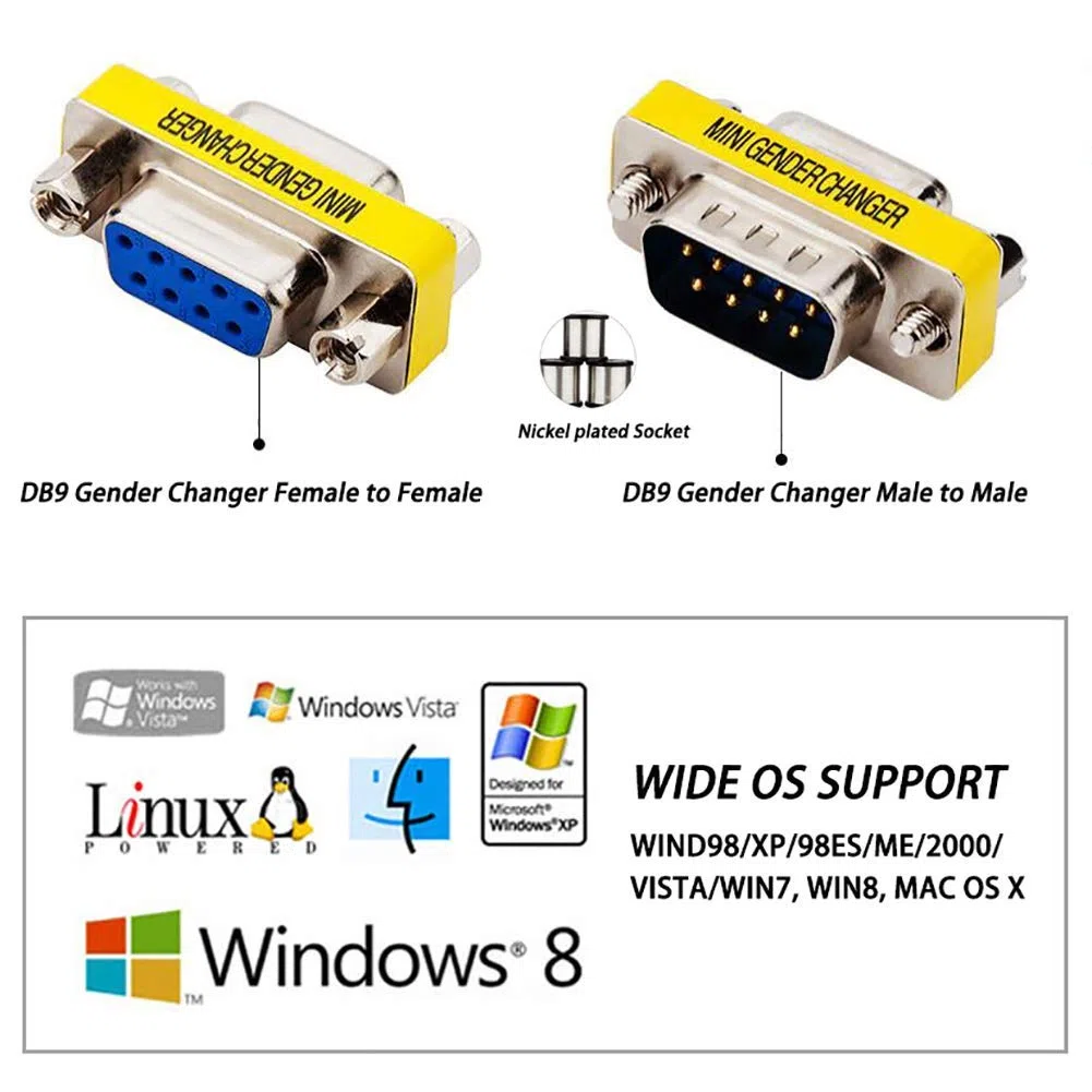 GTIWUNG 12 sztuk adaptera VGA żeński na żeński męski 9-pinowy zmieniacz płci F/F M/M kabel przedłużający SVGA do komputera monitor 9-pinowy DB9 RS232 szeregowy