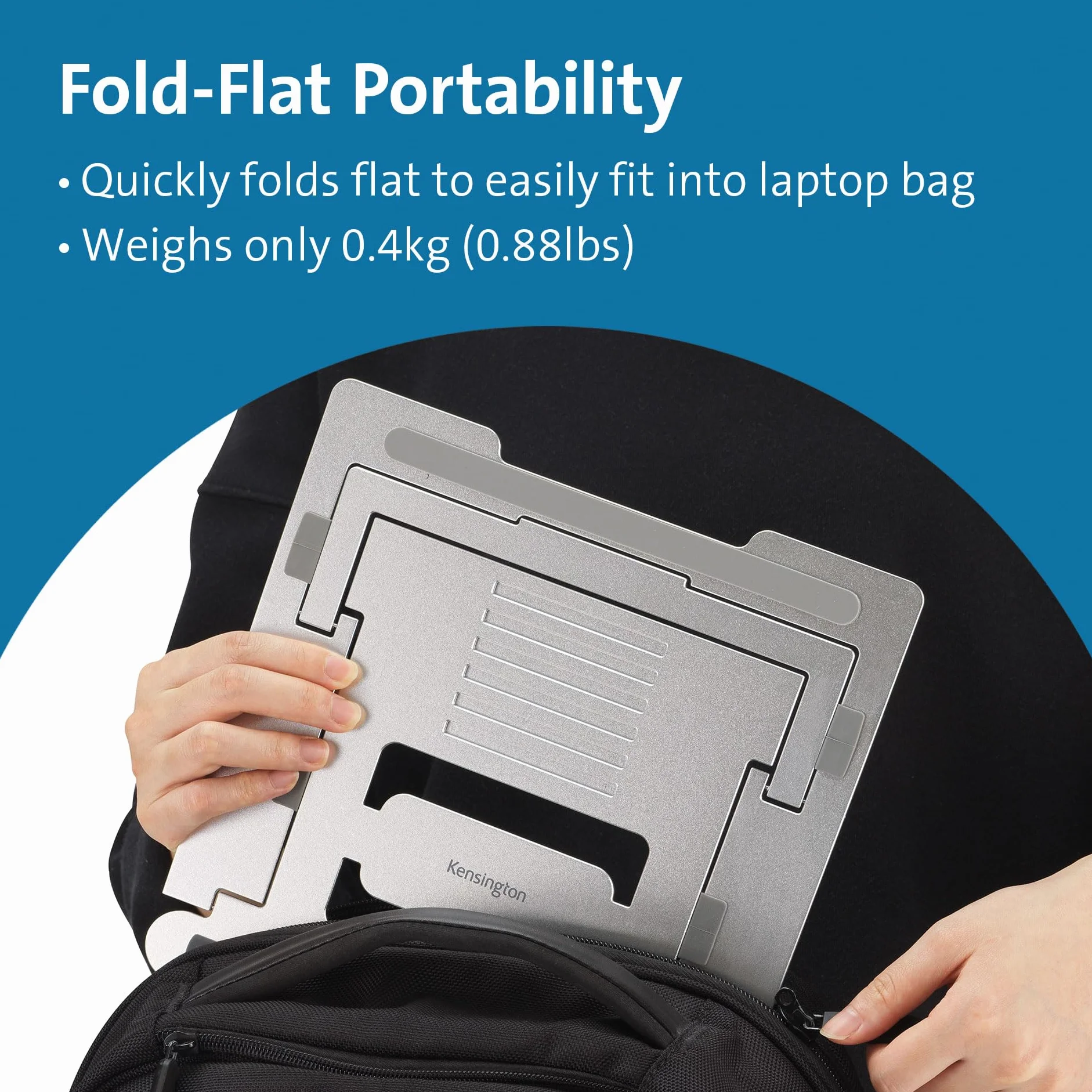 Kensington Easy Riser™ Aluminiowa Podstawka pod Laptopa 16" Regulowana Antypoślizgowa Składana Srebrna