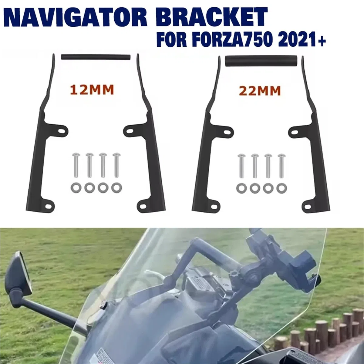 Uchwyt na nawigację GPS 12MM/22MM do Hondy Forza 750 FORZA750 2021-2025, stojak na telefon, uchwyt na kamerę samochodową Motocyklowy uchwyt do nawigacji(12MM)