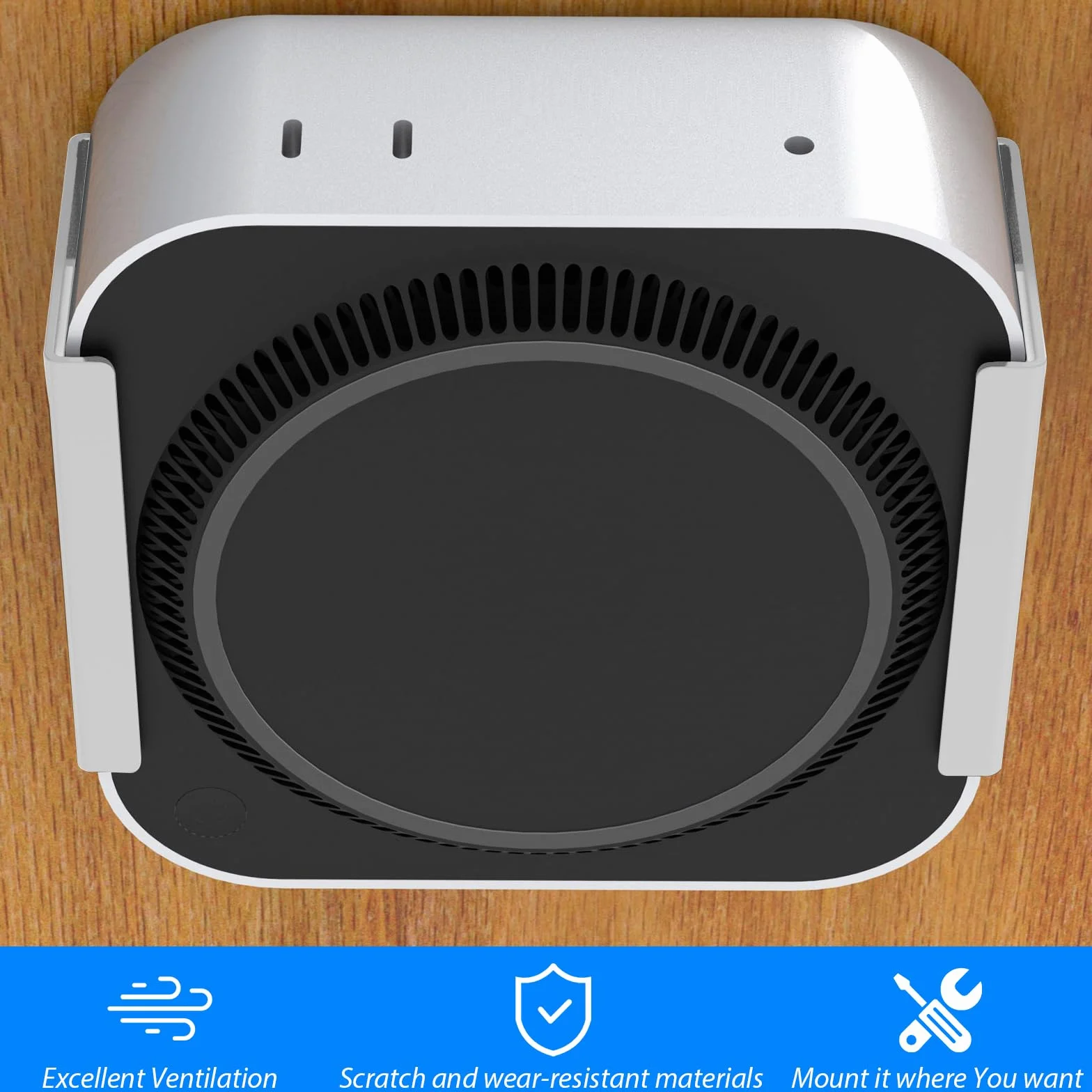 Mac Mini M4 2024 uchwyt VESA - metalowy uchwyt ścienny pod stół, srebrny
