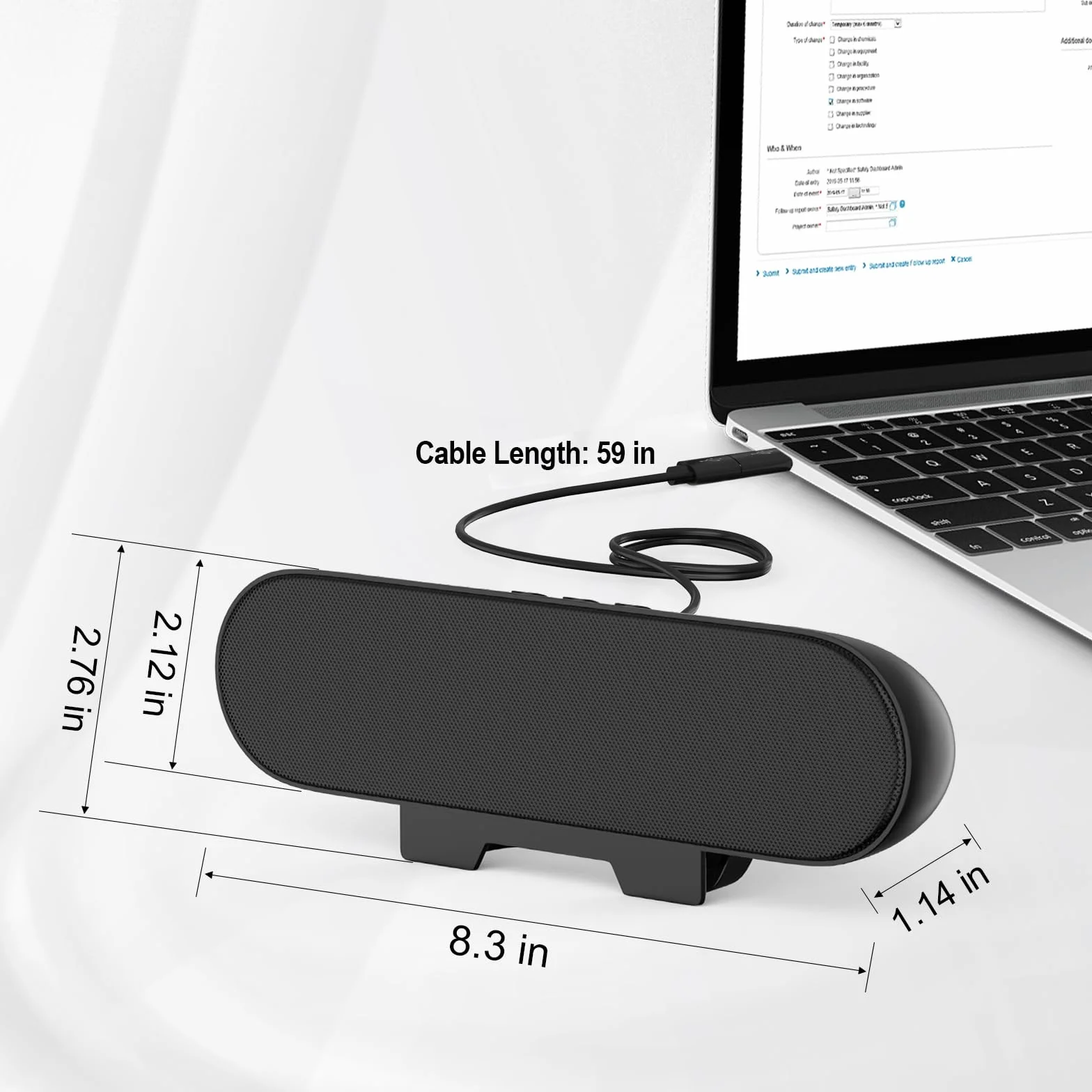 Głośnik komputerowy USB, przenośny głośnik komputerowy do komputera stacjonarnego, laptopa, mini głośnik soundbar z klipsem do monitora, Plug and Play