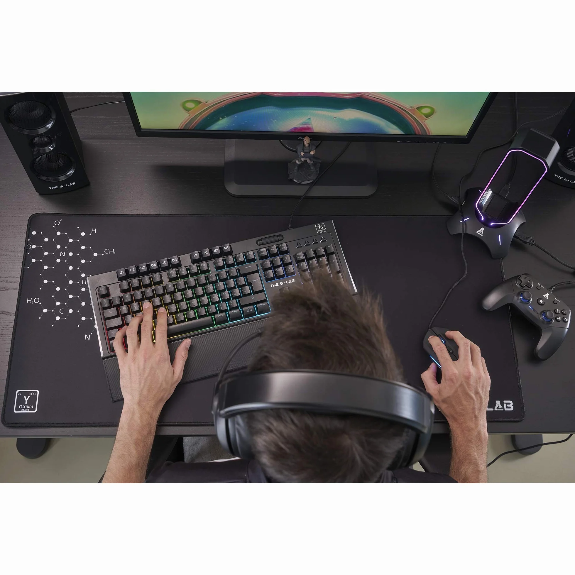 G-LAB K-Stand RADON Stojak na słuchawki RGB USB 2.0 antypoślizgowa podstawa czarny