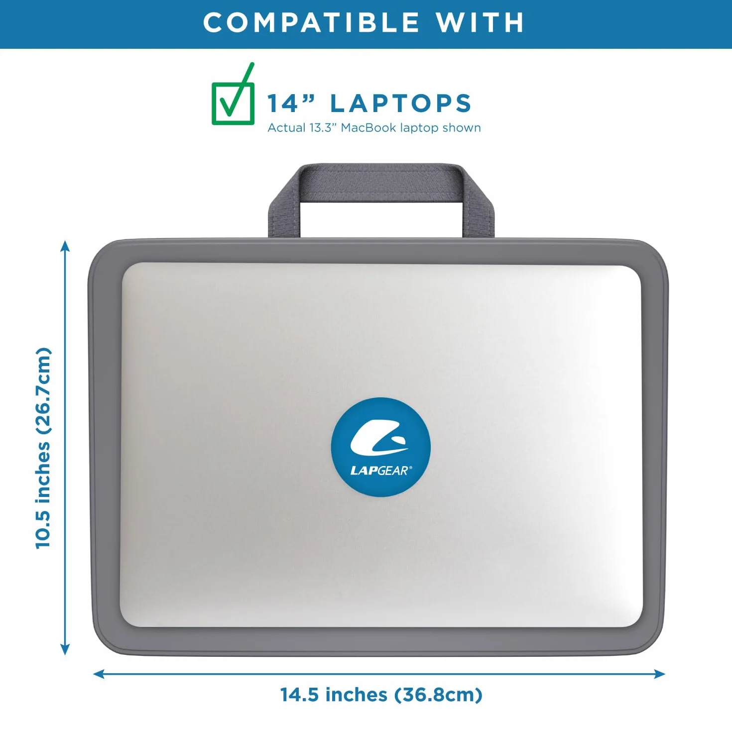 LAPGEAR Kompaktowe biurko na kolana węgiel drzewny do laptopów 15 cali