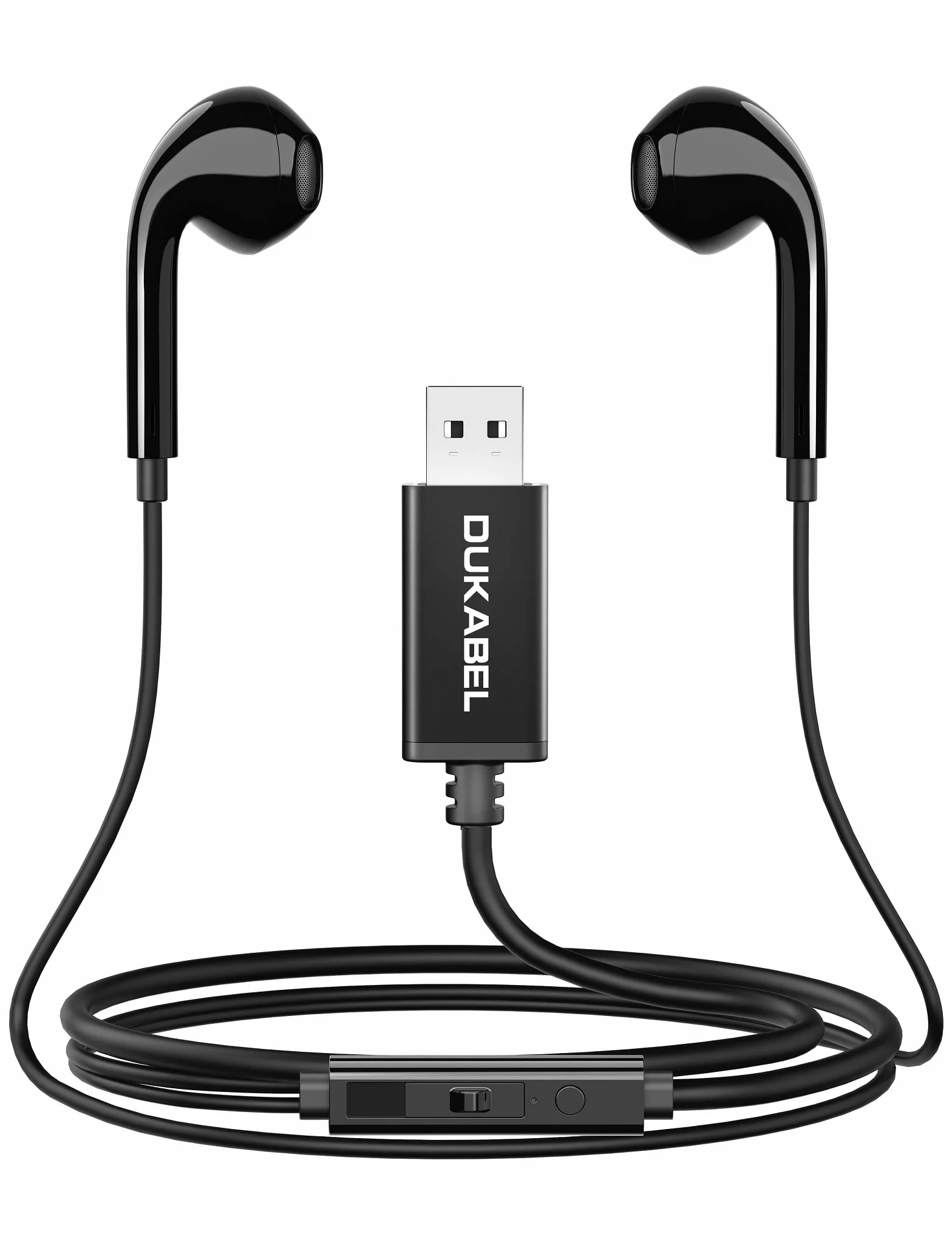 DuKabel Słuchawki douszne USB Zestaw słuchawkowy do gier USB z mikrofonem MEMS i regulacją głośności Zestaw słuchawkowy do komputera PC z redukcją szumów na PS4 PS5 PC Skype Office Live - 1.8m