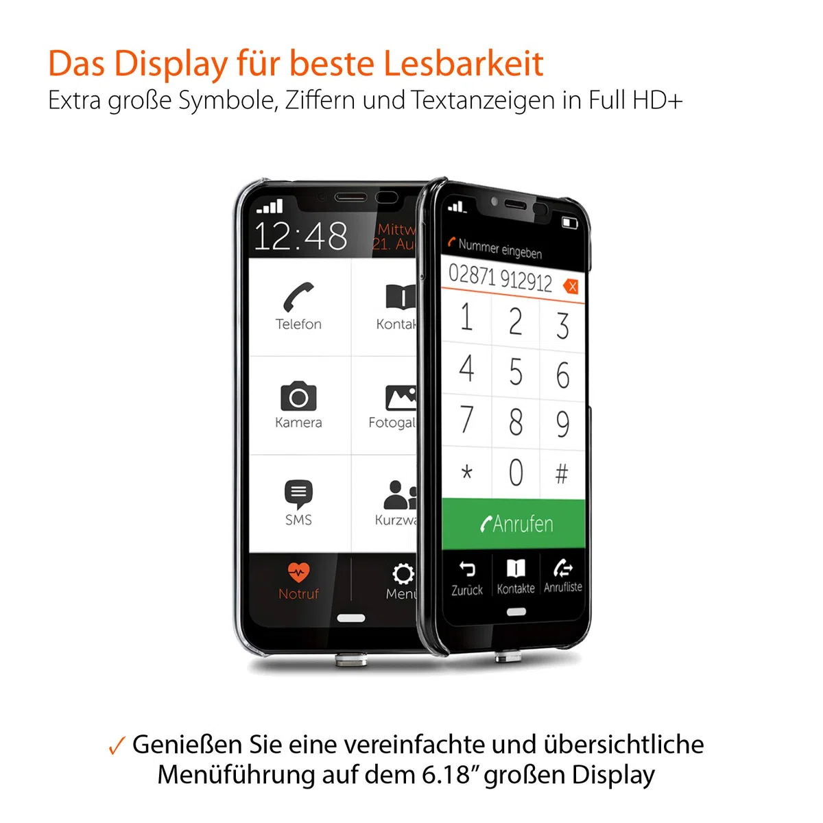 Gigaset GS195LS smartfon dla seniorów Made in Germany z 3 GB RAM bez umowy – z indywidualnym ekranem startowym, funkcją powiadomienia, bardzo dużym wyświetlaczem cyfry i tekstu, kolor tytanowo-szary