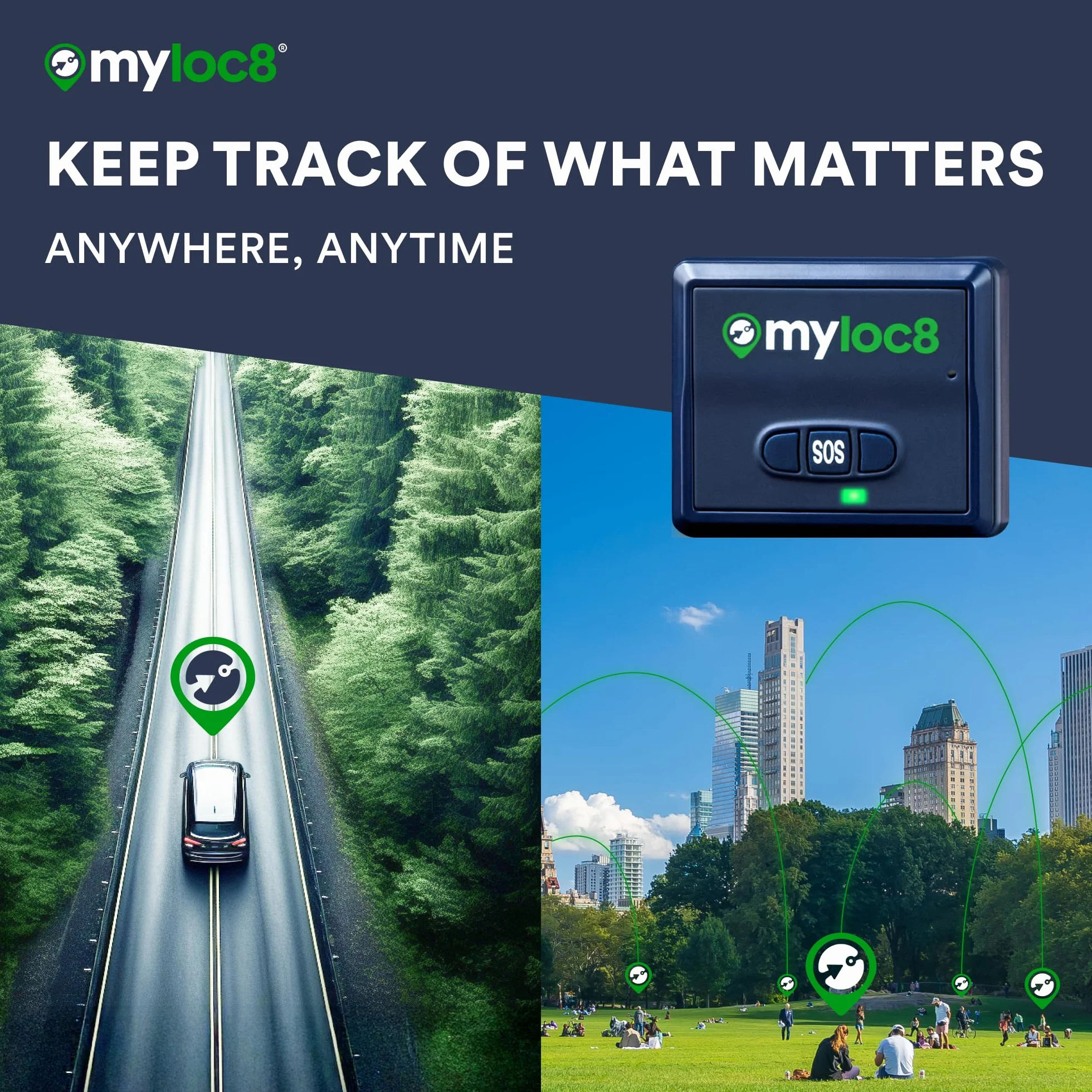 Myloc8 - Uniwersalny tracker GPS do pojazdów, dzieci i bagażu, samochód GPS tracker 4G LTE, aktualizacje w czasie rzeczywistym dla ciężarówek, przyczep, rowerów, ukrytych z