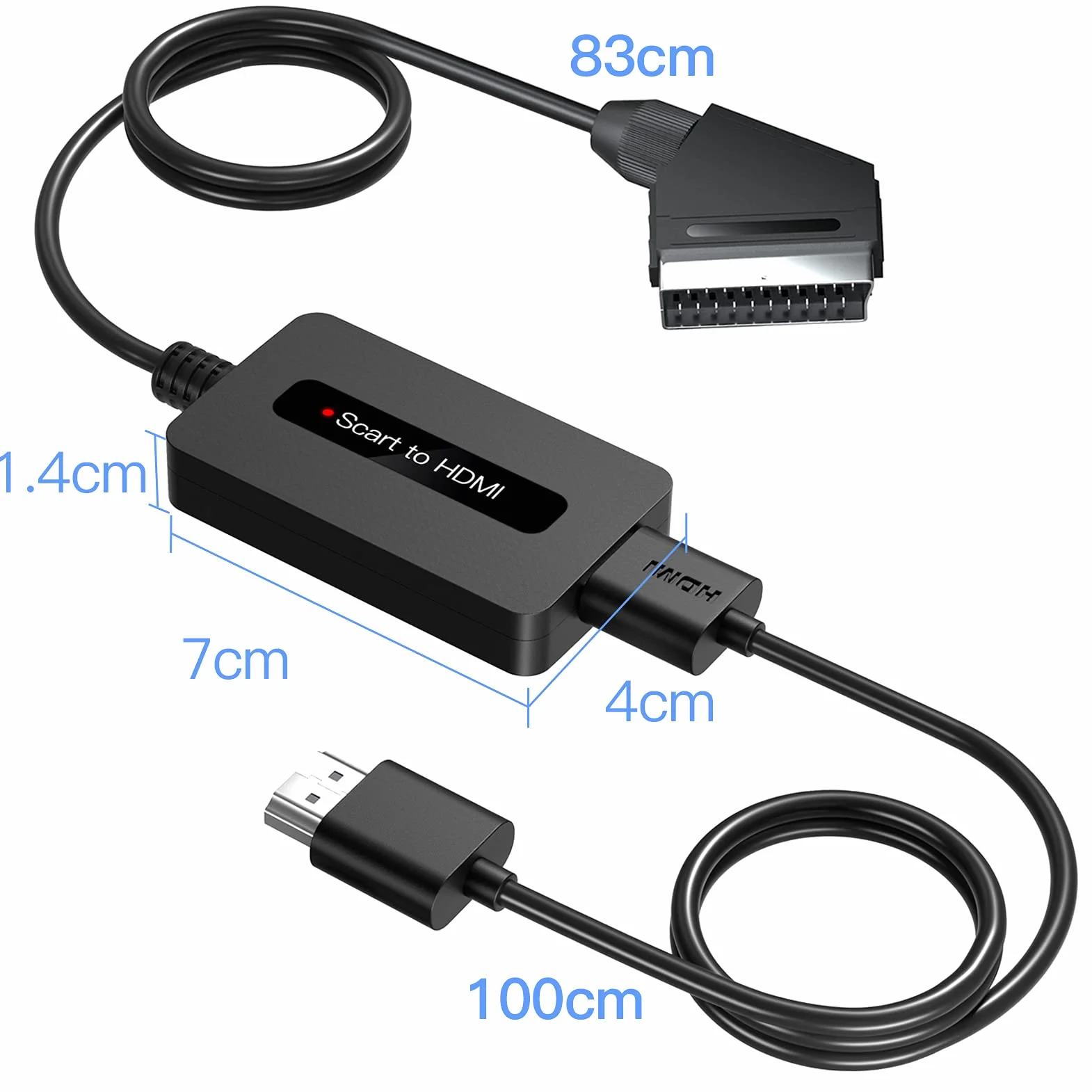 Konwerter kabli scart na HDMI z kabelami HDMI, konwerter Scart In do Sky/DVD/STB