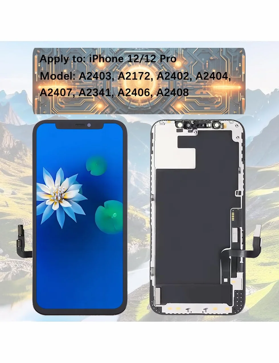 H&LYCYJ Wyświetlacz do iPhone 12/12 Pro A2403 A2172 A2402 LCD ekran zastępczy 3D Touch Full HD ekran dotykowy ID Digitizer ramka montażowa, wodoodporny klej, zestawy naprawcze