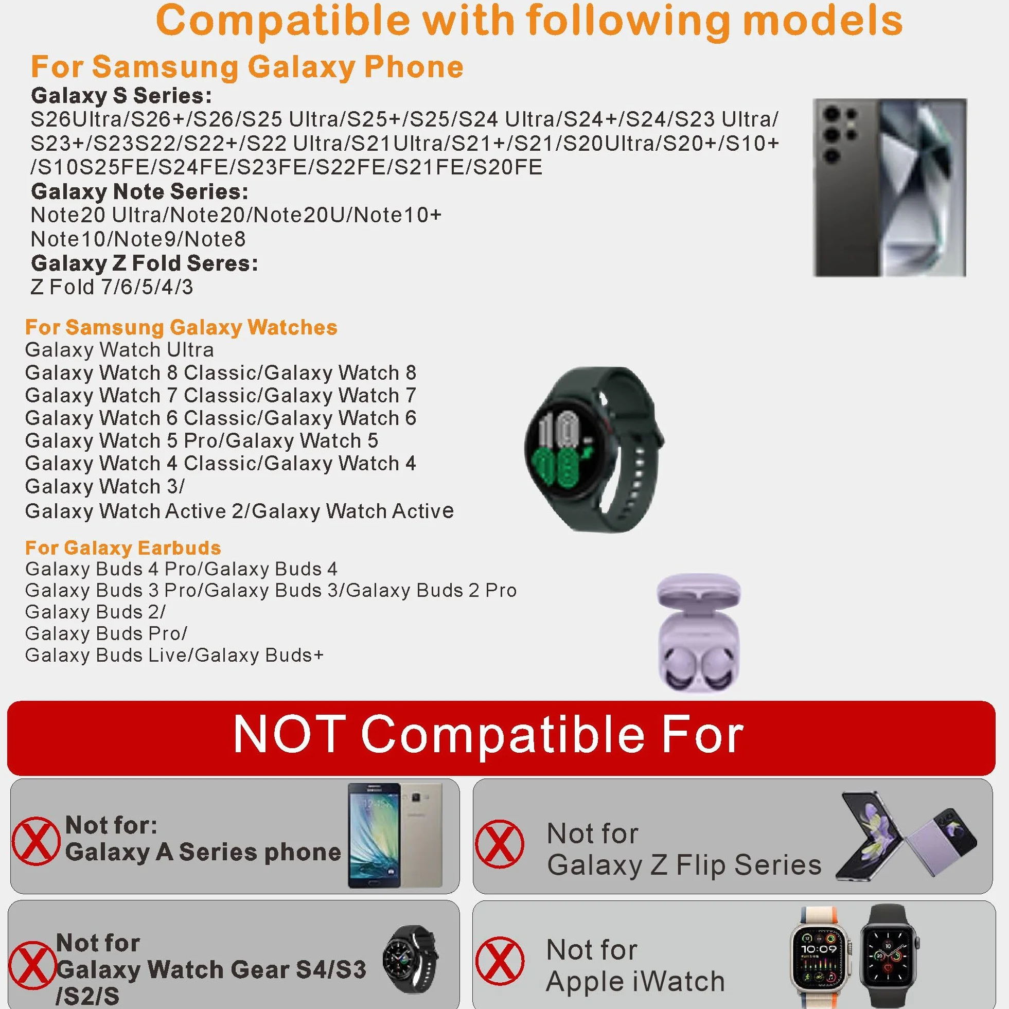 Bezprzewodowa stacja ładująca 3 w 1 do Samsung Galaxy S25 S24 Ultra S23 S22 Note 20 Z Fold 7/6 Watch 8 7 6 5 Buds czarna