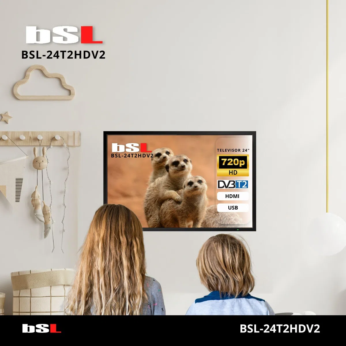 Telewizor 24" BSL-24T2HD LED HD 1366x768 | 60 Hz | USB | DVBT2 HD H.265 | DVB-S2 | HDMI