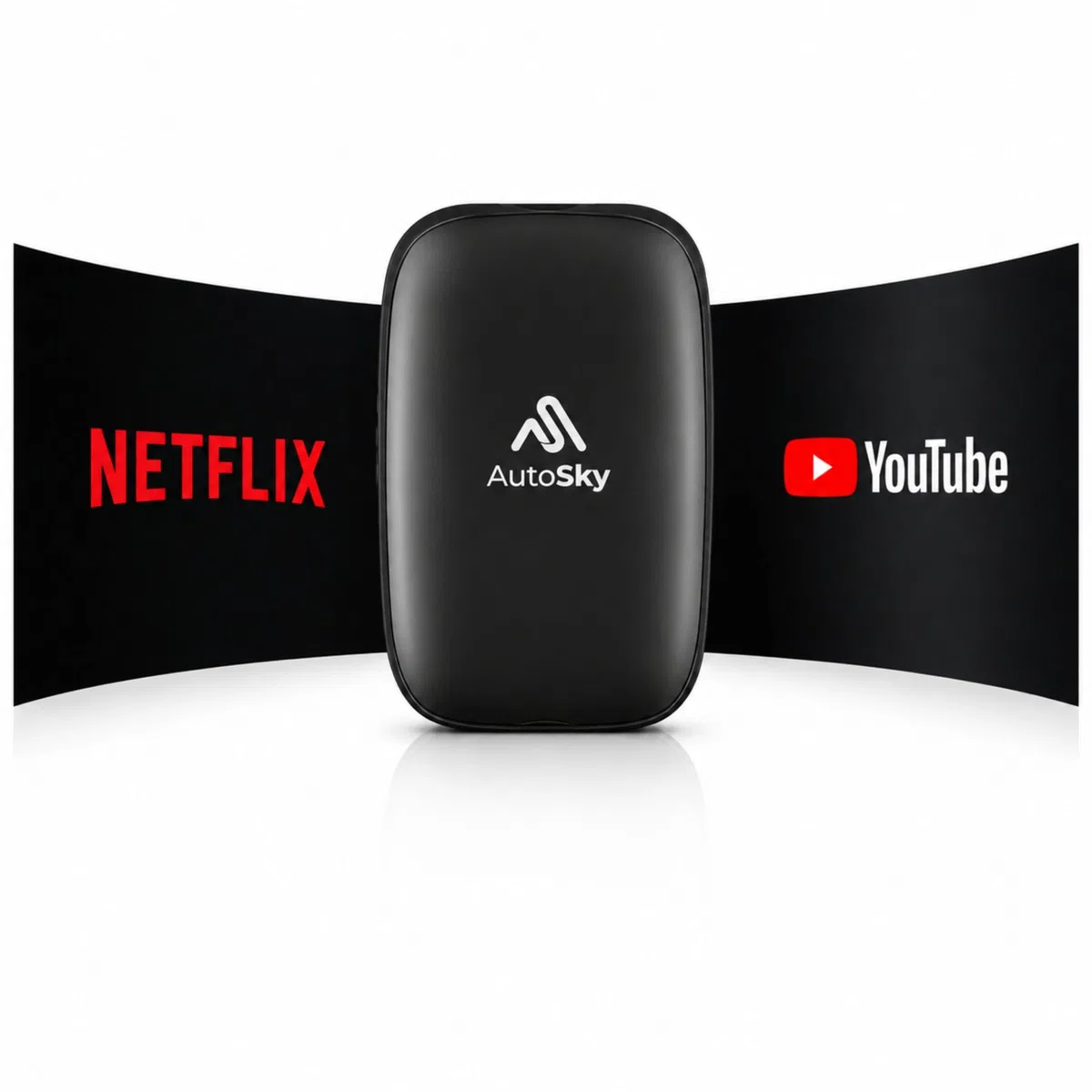 AutoSky Bezprzewodowe CarPlay i Android Auto AI Box Lite do fabrycznych przewodowych samochodów CarPlay - obsługuje Netflix YouTube i Gmail - Go Wireless ze wszystkimi funkcjami Wired CarPlay i