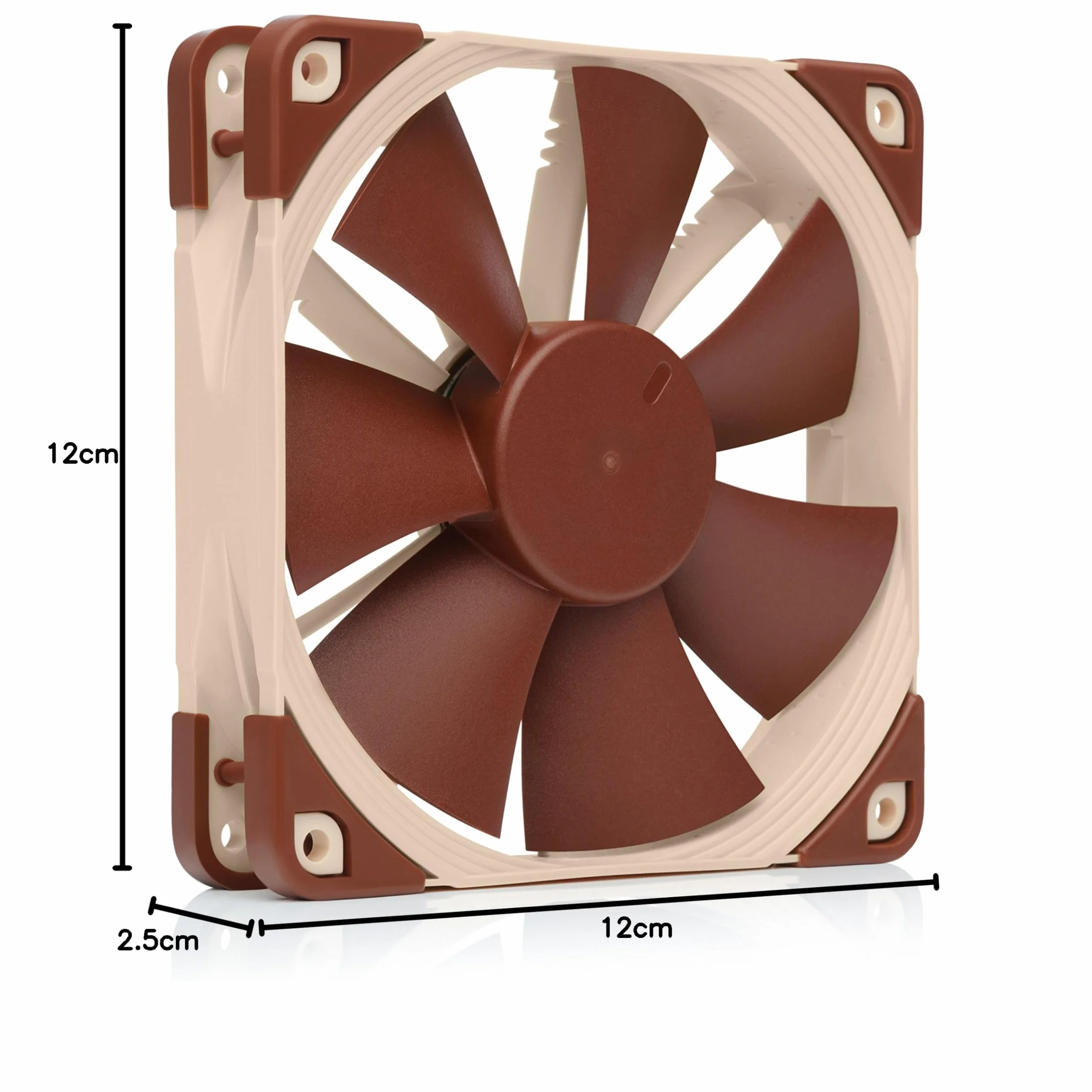 Noctua NF-F12 5V PWM, 4-Pinowy, Zasilany Napięciem 5 V Cichy Wentylator Klasy Premium z Adapterem do Zasilania Przez USB (120 mm, Brązowy)