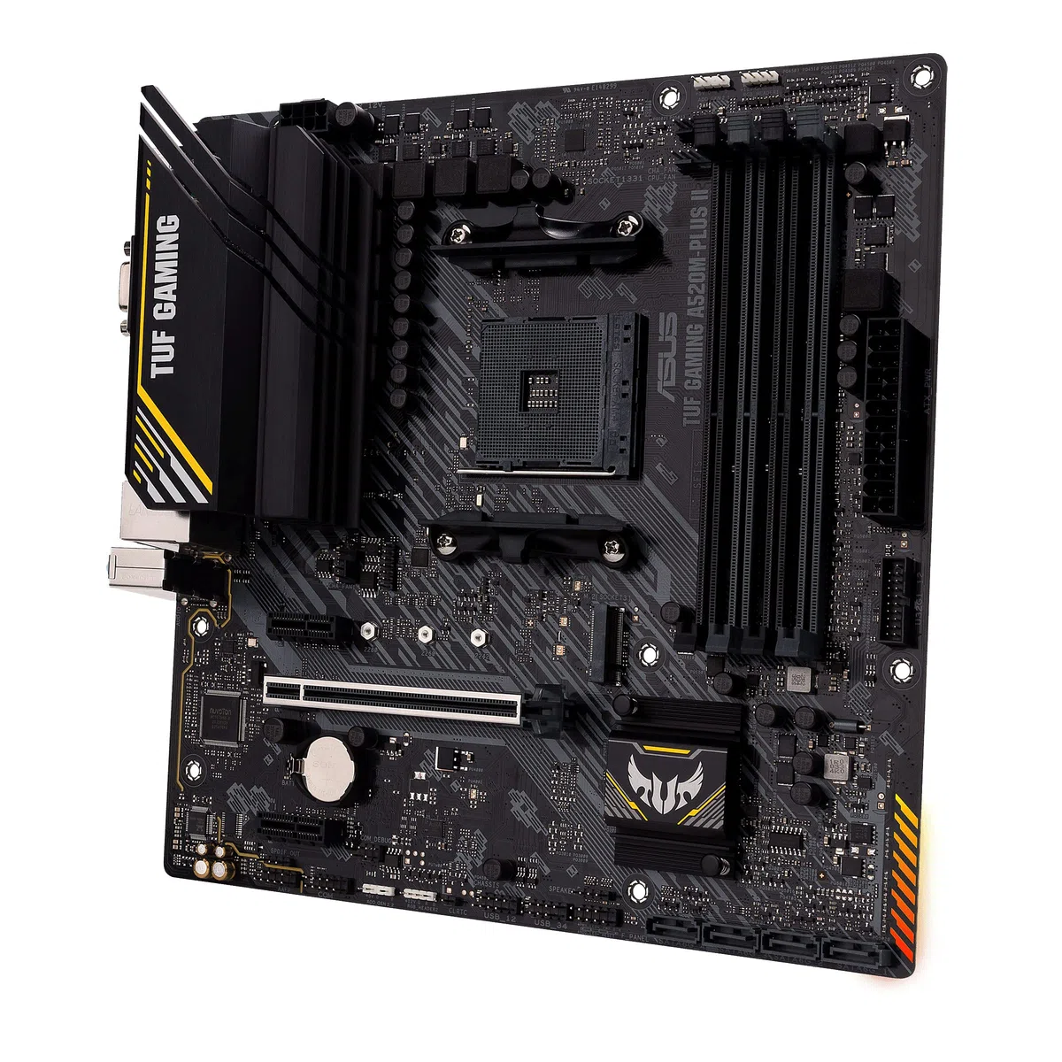 ASUS TUF GAMING A520M-PLUS II Micro-ATX płyta główna do gier (AMD A520 Ryzen AM4 z obsługą M.2, USB 3.2 Gen.1, SATA 6 Gbit/s, Aura 2.Gen)